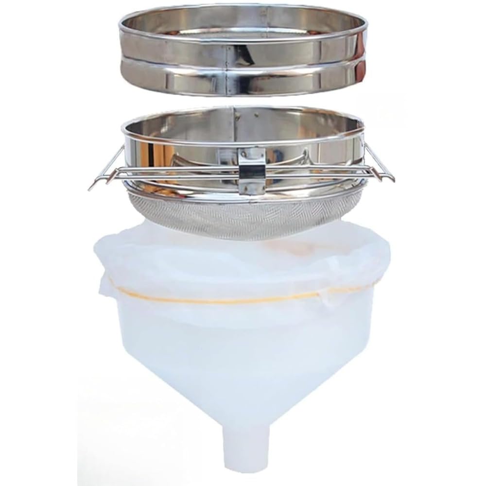 養蜂用 蜂みつこし器 3重濾過 ろ波器 メッシュ ステンレス鋼製 ハニーファンネル 伸縮手付き添い人 蜜こし 蜂みつ抽き出し 養蜂手道具 濾過器 蜂みつ 濾過 ろ波器御徒面子付き添い人