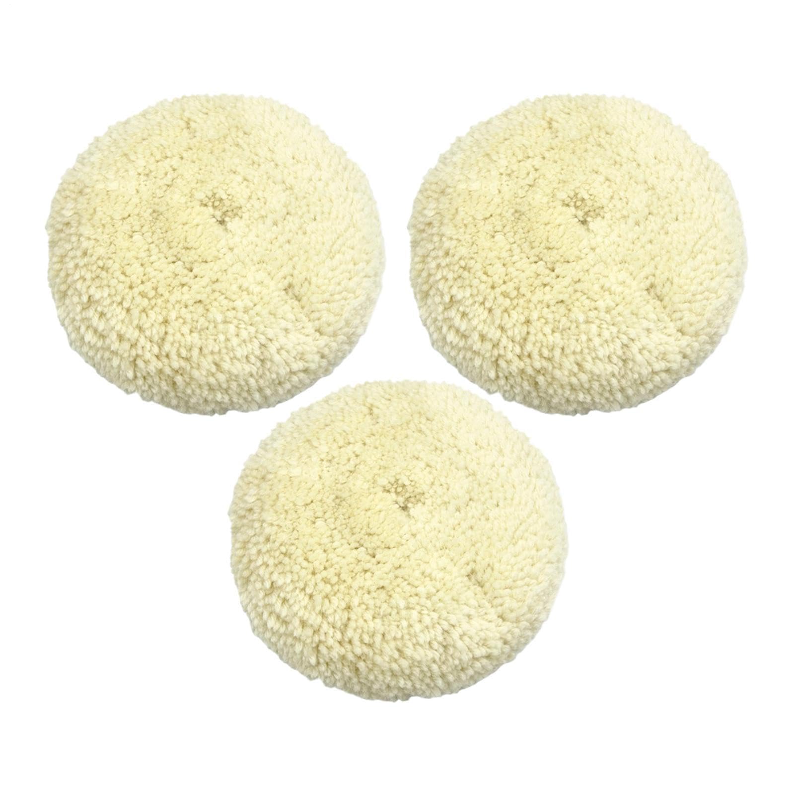 【3枚セット】ウールバフ 研磨バフ 15cm ポリッシャー パッド 羊毛 車磨き コンパウンド 傷消し 仕上げ 洗車 ワックス ガラス コーティング 木工 塗装 水垢 キズ消し メンテナンス ディテール 工具用 吸着式 150mm|アピネス