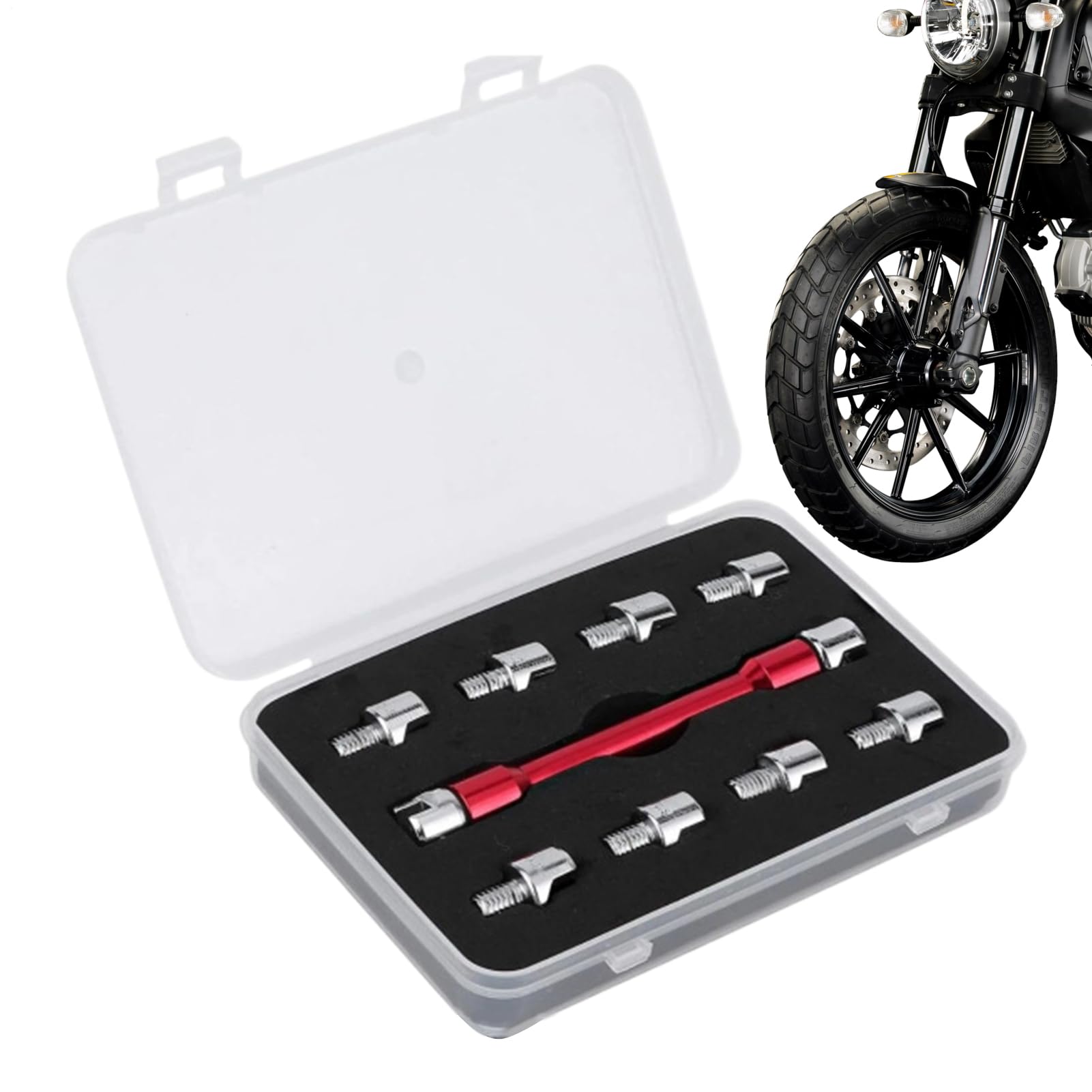 バイク スポークレンチ スポークニップル回し 10サイズ対応 5.0mm-6.8mm 調整ツール ホイール整備 修理キット ステンレス製 メンテナンス用品|アピネス