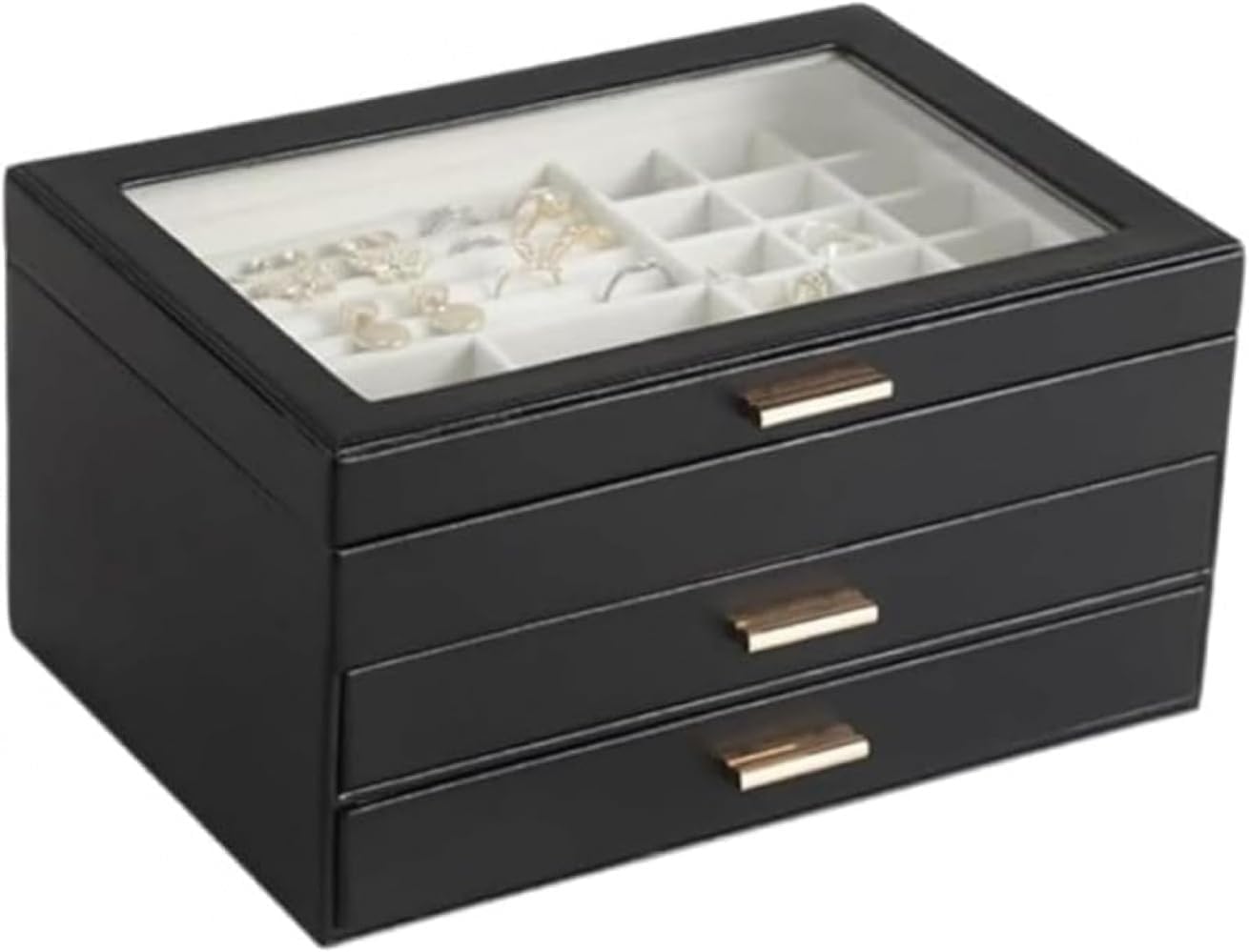 宝飾品ボックス席 大静電容量 宝飾品納める容れもの 3段 澄み切った明かりとり 付属物容れもの 首飾り 輪っか ピアス 納めるボックス席 小入れもの 納める容れもの 今めかしい 分かりやすい 差し上げ物
