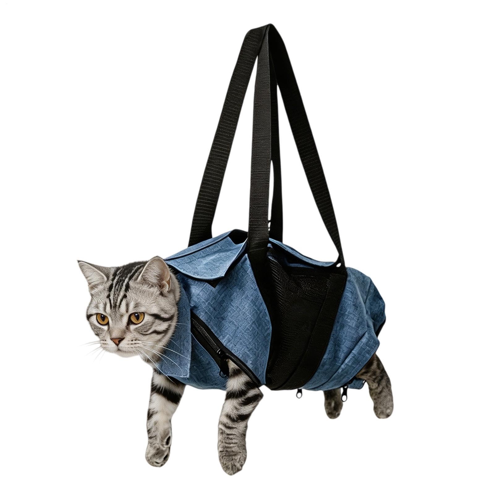 猫 グルーミングバッグ 爪切り 保定袋 ネット メッシュ 通気性 抱っこ紐 キャットバッグ 爪切り補助具 暴れ防止 お手入れ シャンプー 耳掃除 ペット用品 調整可能 軽量|アピネス