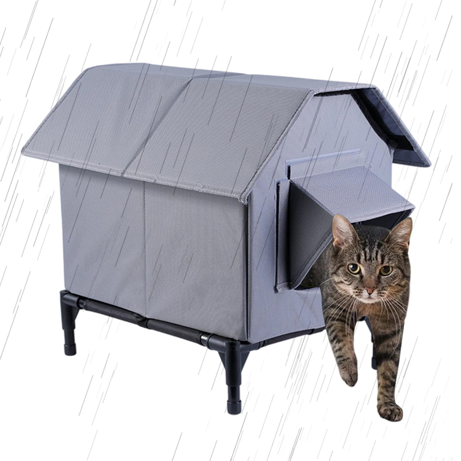 猫住み家 室外用 のら猫 保護施設 雨合羽 高床式 折りたたみ式 キャットハウス 愛玩動物住み家 猫用寝台 防寒 思わしい 精神的な統合飾り気の無い 庭 軒下 回廊 中庭