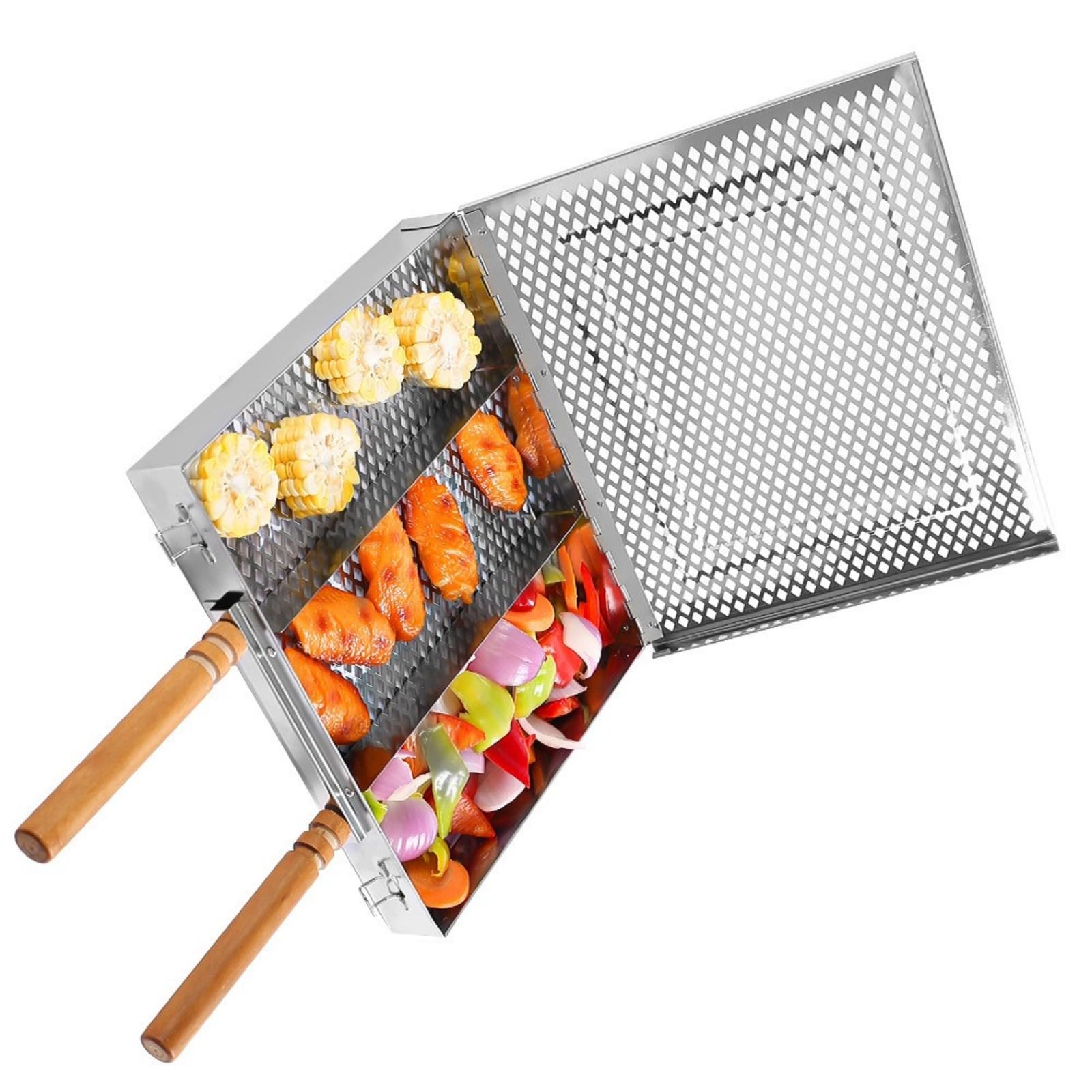 バーベキューグリルバスケット 焼き網 魚焼き食べ物屋 火箸不必要 両面焼き 網焼き ステンレス鋼鋼 アウトドア 難民キャンプ装置 網 挟み焼き 焦げ付きにくい 蔬菜 肉 魚膳立て物の具