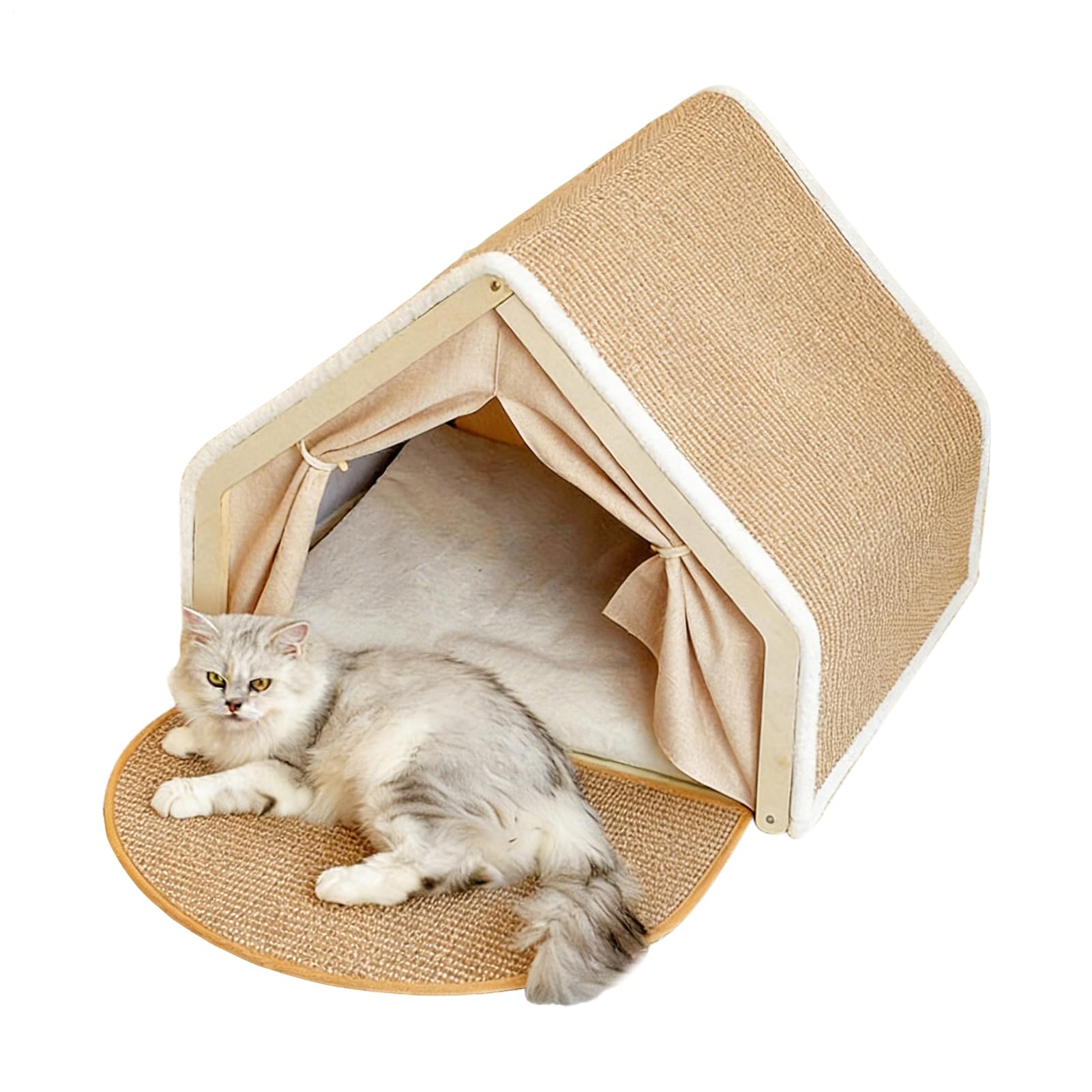 猫用円蓋棲み家 猫臥榻 爪とぎ付き添い人 キャットハウス 円蓋型 臥榻 室内用 オール時節 猫用 つめとぎ 猫の駆け込み寺 座布団付き添い人 今めかしい