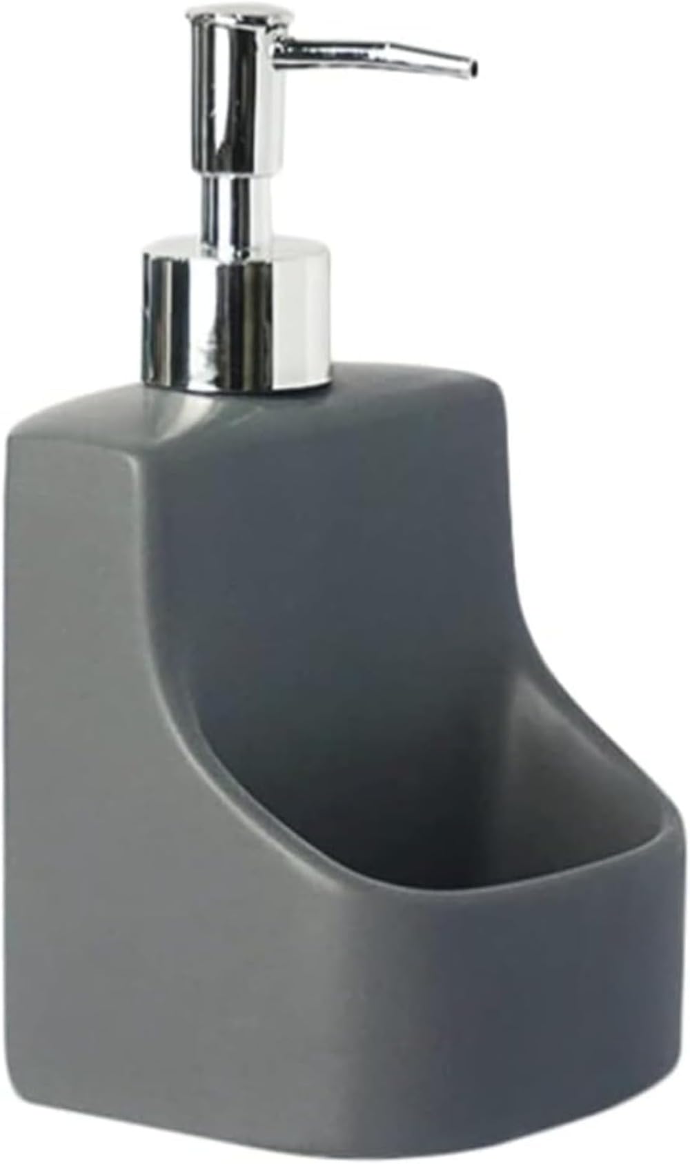 ソープディスペンサー スポンジホルダー一体型 陶器製 390ml 詰め替えボトル キッチン 洗面所 おしゃれ シンプル ソープボトル 液体石鹸 ハンドソープ 洗剤入れ 2in1 収納付き｜アピネス
