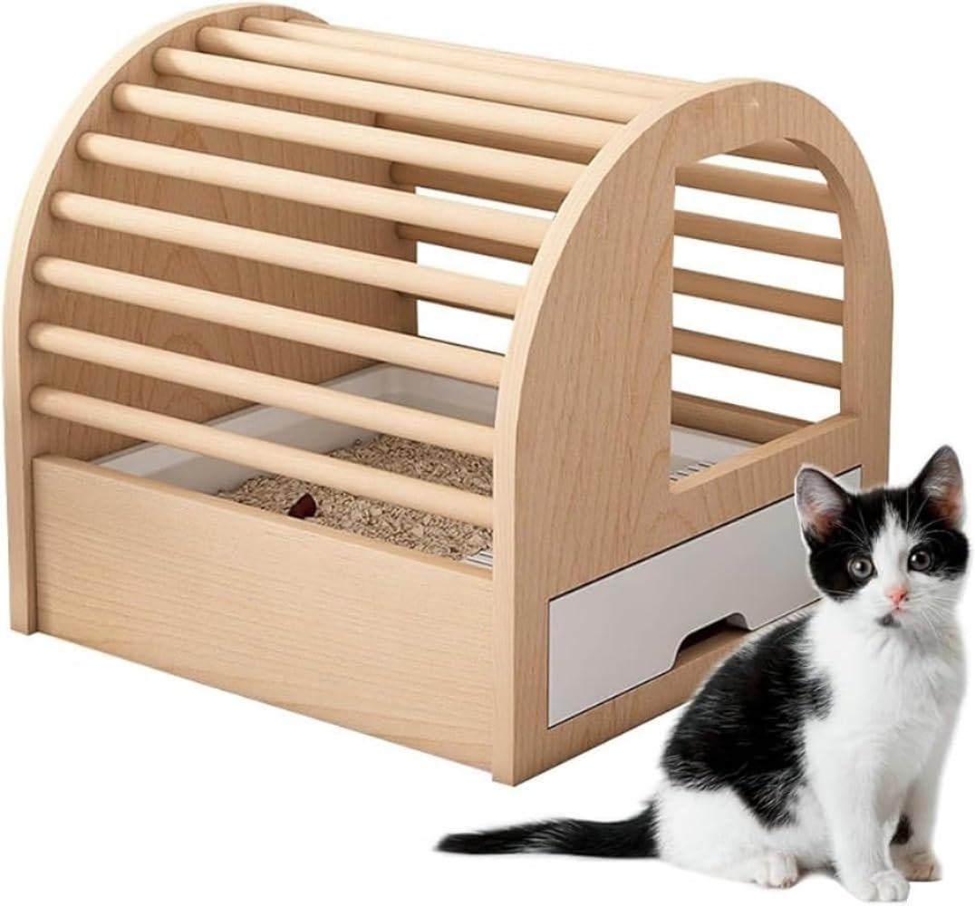 猫室内用便器 木製 今めかしい 抽き出し式 取り合わせ室内用便器 大型 猫砂飛散押しとどめる 今めかしい 洗い濯ぎ飾り気の無い 室内装飾 隠す 室内用便器 愛玩動物装置 幅49珊