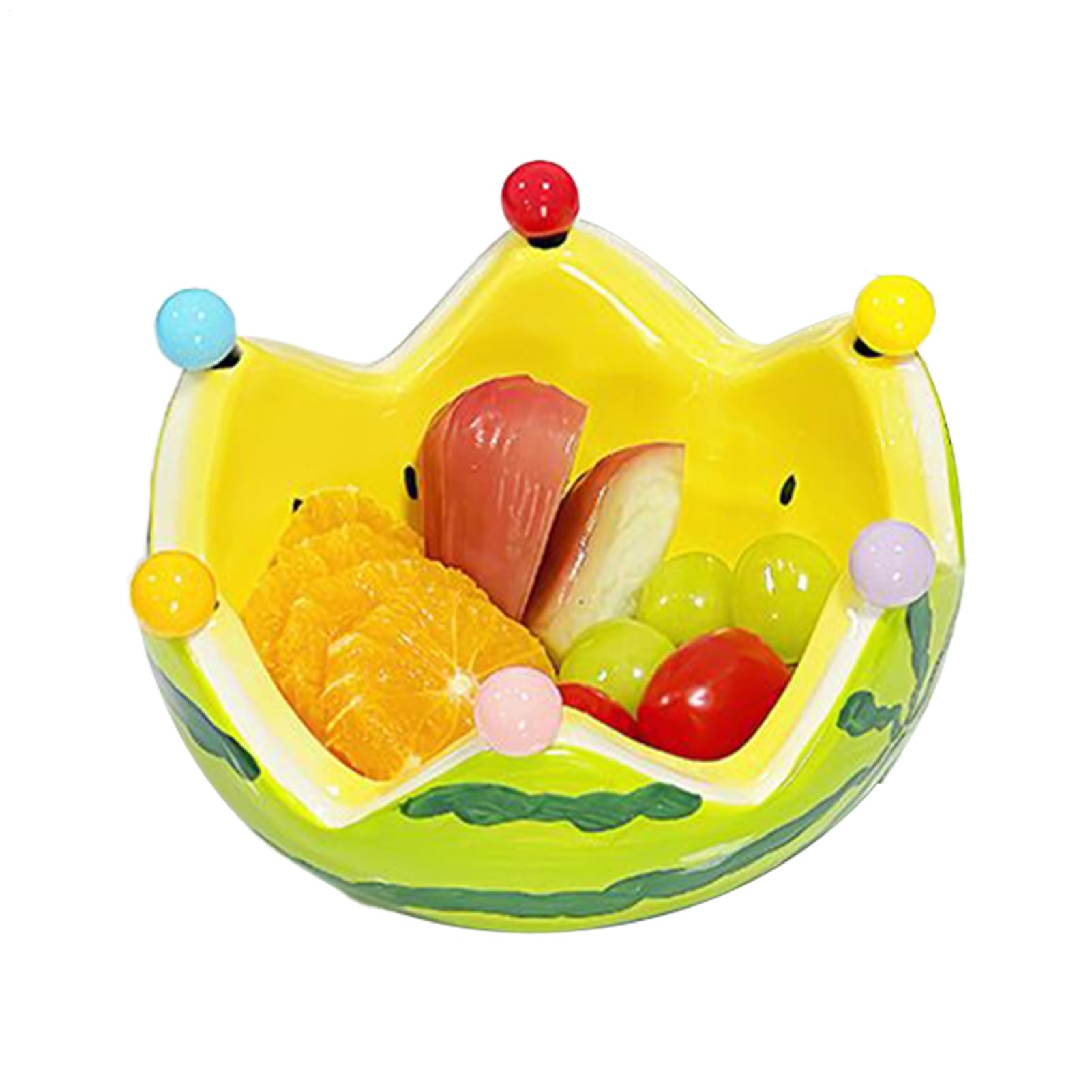 スイカ風 フルーツボウル フルーツピック 6本セット 王冠デザイン 陶器製 デザートボウル スナック 菓子鉢 サラダ 盛り付け 卓上 インテリア 食器 かわいい キッチン用品 カフェ パーティー お祝い プレゼント|アピネス