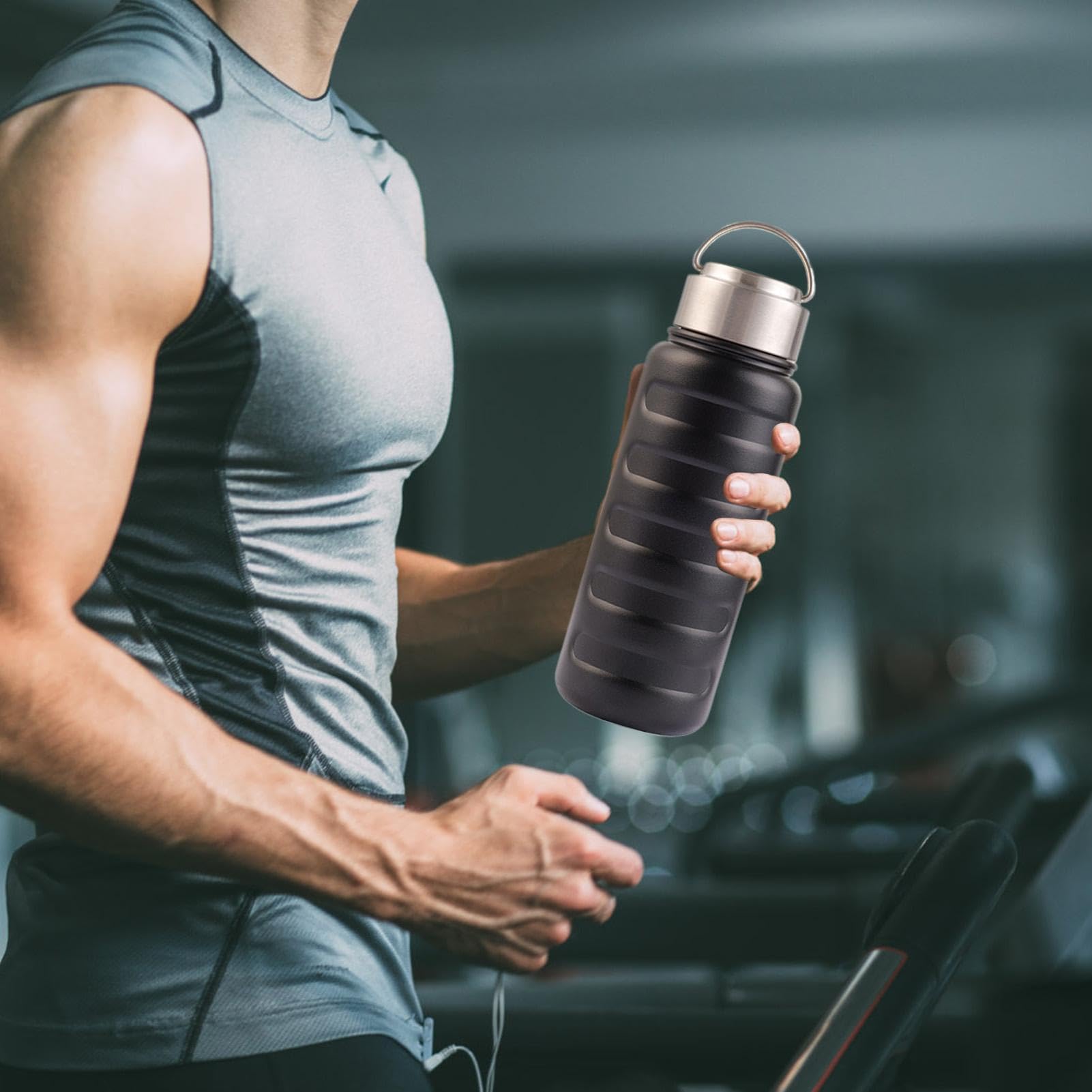 ステンレスボトル 1000ml 直飲み 水筒 保温 保冷 ステンレス製 広口 軽量 スポーツ アウトドア 通勤 通学 おしゃれ シンプル 持ち運び 携帯用 マグボトル ブラック ホワイト｜アピネス