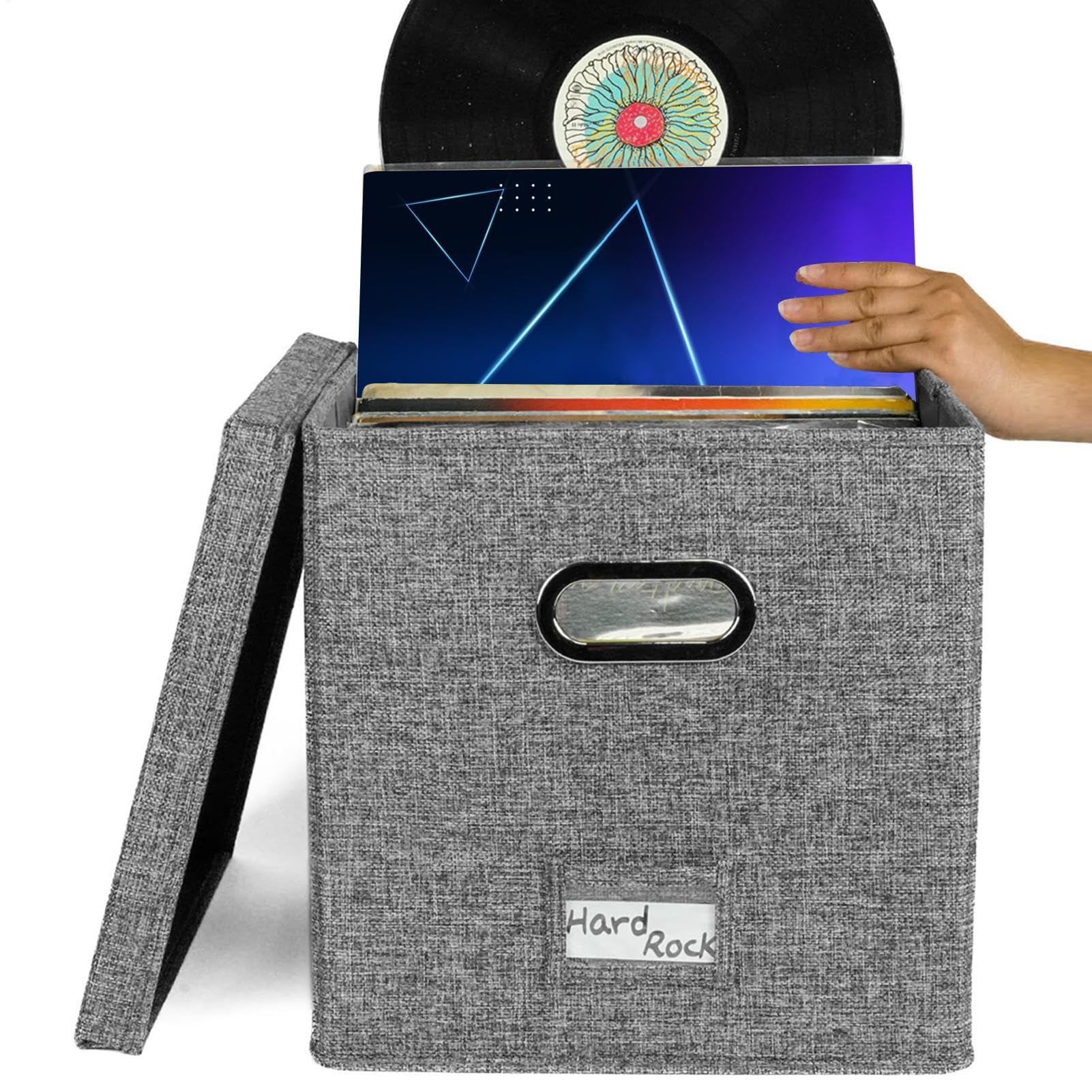 レコード収納ケース LPレコード用 収納ボックス おしゃれ 折りたたみ式 取っ手付き 蓋付き レコードラック インテリア 収納ボックス 33cm角|アピネス