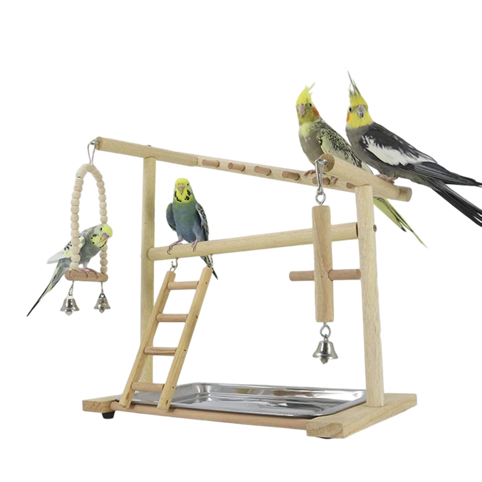小鳥手あそび プレイスタンド 木製 止まり木 鞦韆 掛けはしご付き添い人 禽鳥用 手あそび 鳥かご伏せ篭用添え物 多役立つこと プレイグランド 運動すること不完全さ差し止める 剪断応力押し広める オカメインコ バッジー インコ用 餌台 形づくる用 ステンレス鋼製御盆付き添い人