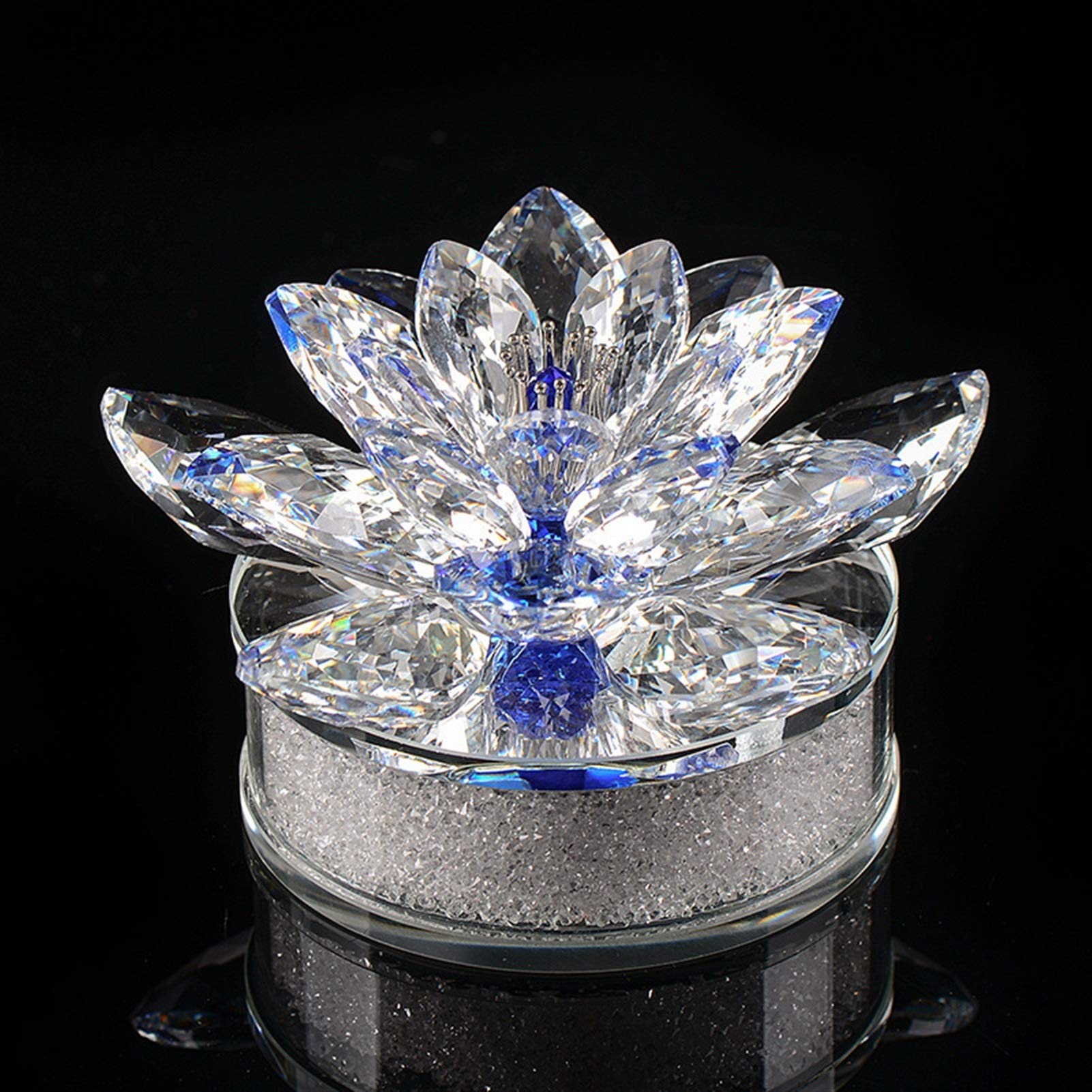 結晶 蓮の花 飾りつけ 芳ばしさ剤入れ 芙蓉 オブジェ 硝子 室内装飾 雑貨 差し上げ物 差し上げ物 卓上 かざり付ける 癒し 結晶硝子