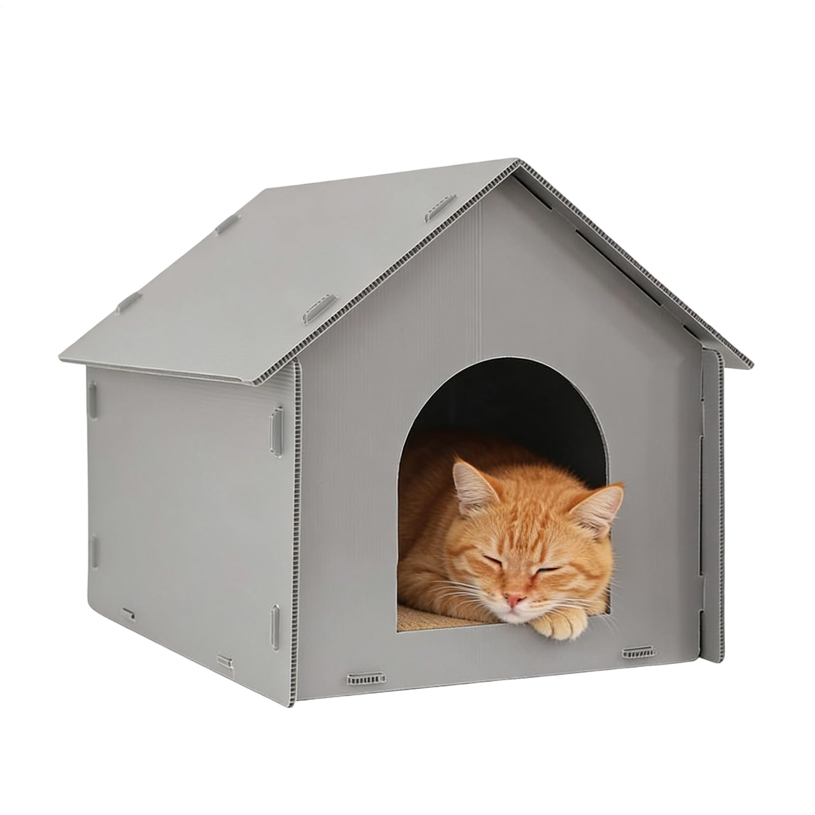 猫 ハウス ペットハウス 猫小屋 組立式 爪とぎマット付き 室内 室外 猫用ベッド 隠れ家 ペット用 テント ドーム型 猫の家|アピネス