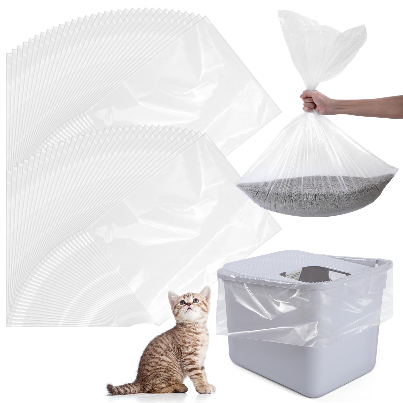 猫トイレ用 ライナー 100枚セット トップエントリー 大型 猫砂飛散防止 厚手 耐久性 猫トイレシート ゴミ袋 掃除簡単 ペット用品|アピネス