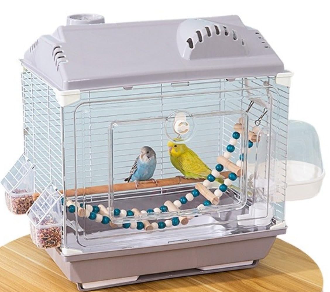 鳥かご 鳥伏せ籠 ゲージ 小鳥伏せ籠 アクリル樹脂 澄み切った 精神的な統合式 40×28×43糎 小型 中型 インコ 文鳥 今めかしい 愛玩動物伏せ籠 お取りつくろう飾り気の無い 食らわせる器 沐浴器付き添い人 繁殖伏せ籠