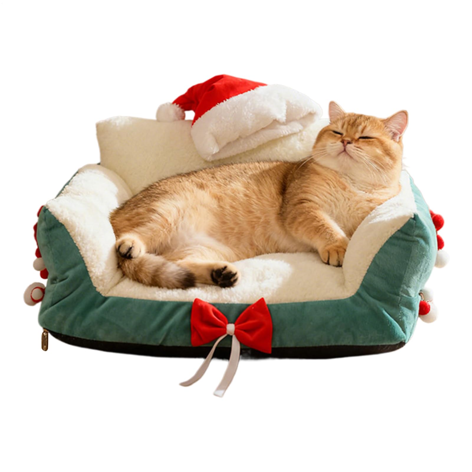 愛玩動物用寝台 クリスマス 長いす 猫用 小型犬用 寝床 サンタ鳥打ち帽画題付き添い人 座布団 ふわふわ 洗える あったか 冬用 愛玩動物長いす 室内装飾 室内用 寝具