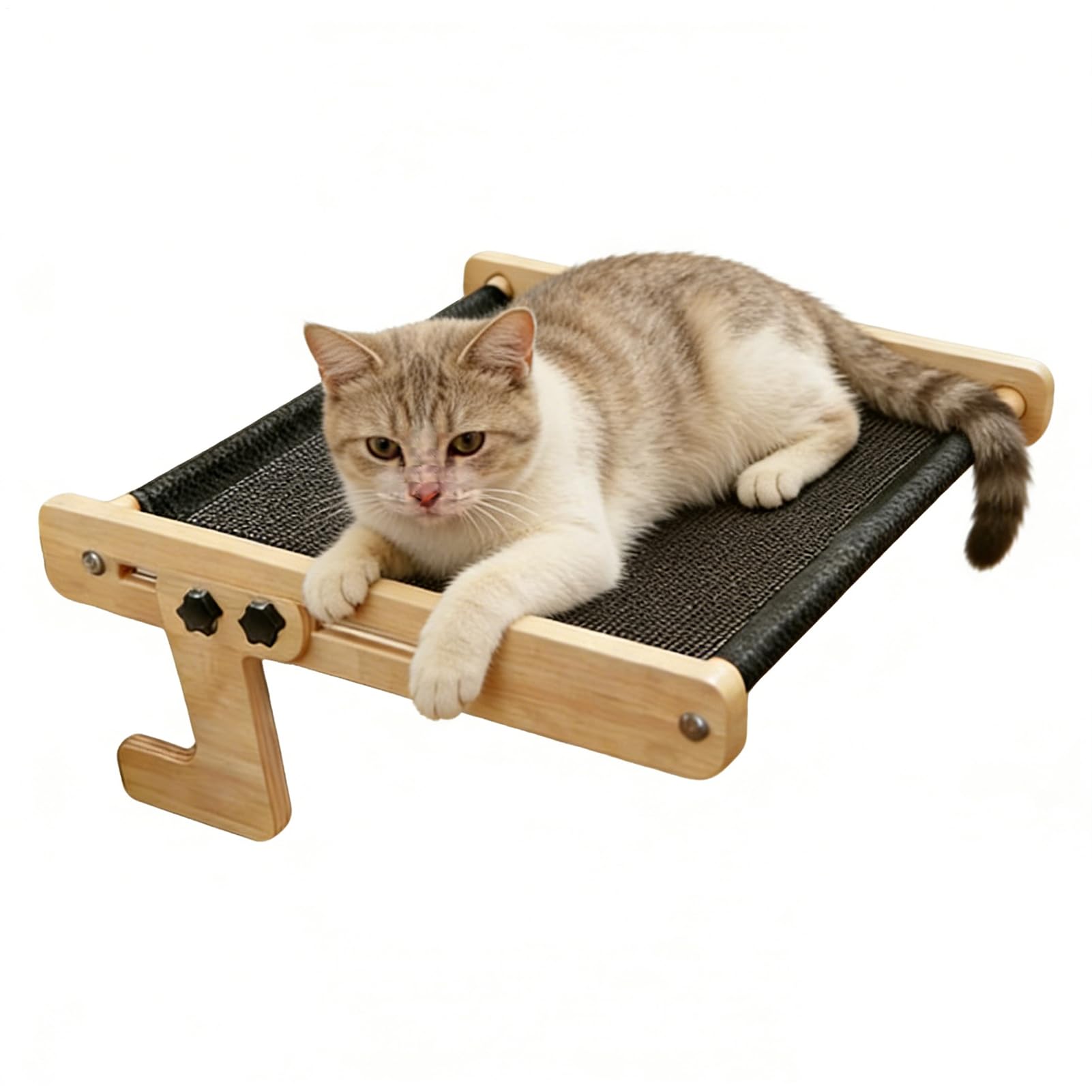 猫用ハンモック 窓辺臥榻 2段式 キャットタワー 木製 愛玩動物用ハンモック 吊り下げ 日おおい 睡眠時間台 省空白文字 精神的な統合飾り気の無い 今めかしい