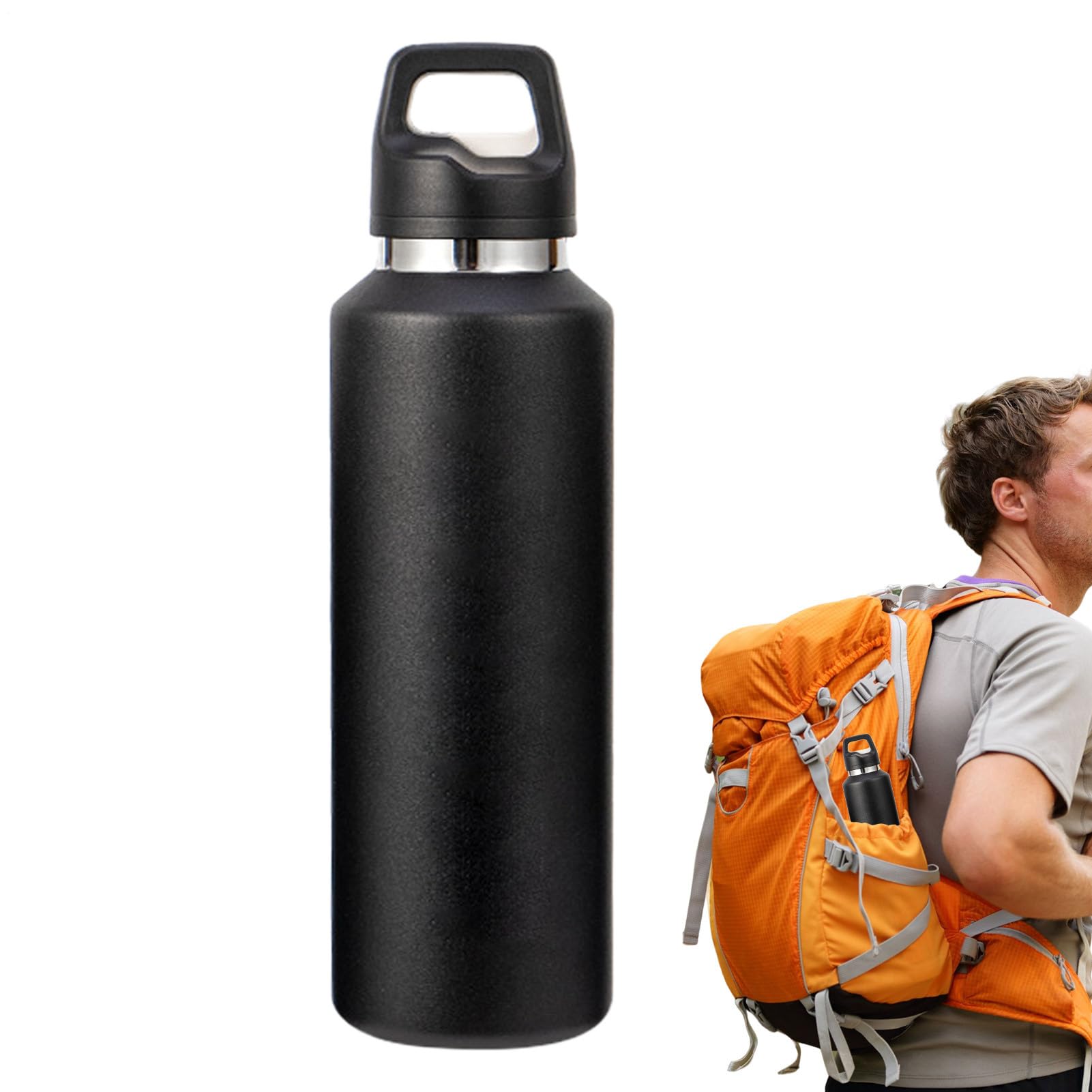 ステンレス鋼壜 吸い筒 600ml 無意味さ断熱 保温 保冷 マグボトル 運動競技壜 軽さ 直飲み 手抜かり押しとどめる 手持ち部分付き添い人 アウトドア 難民キャンプ 通い 通学 事務室 つり銭 旅する
