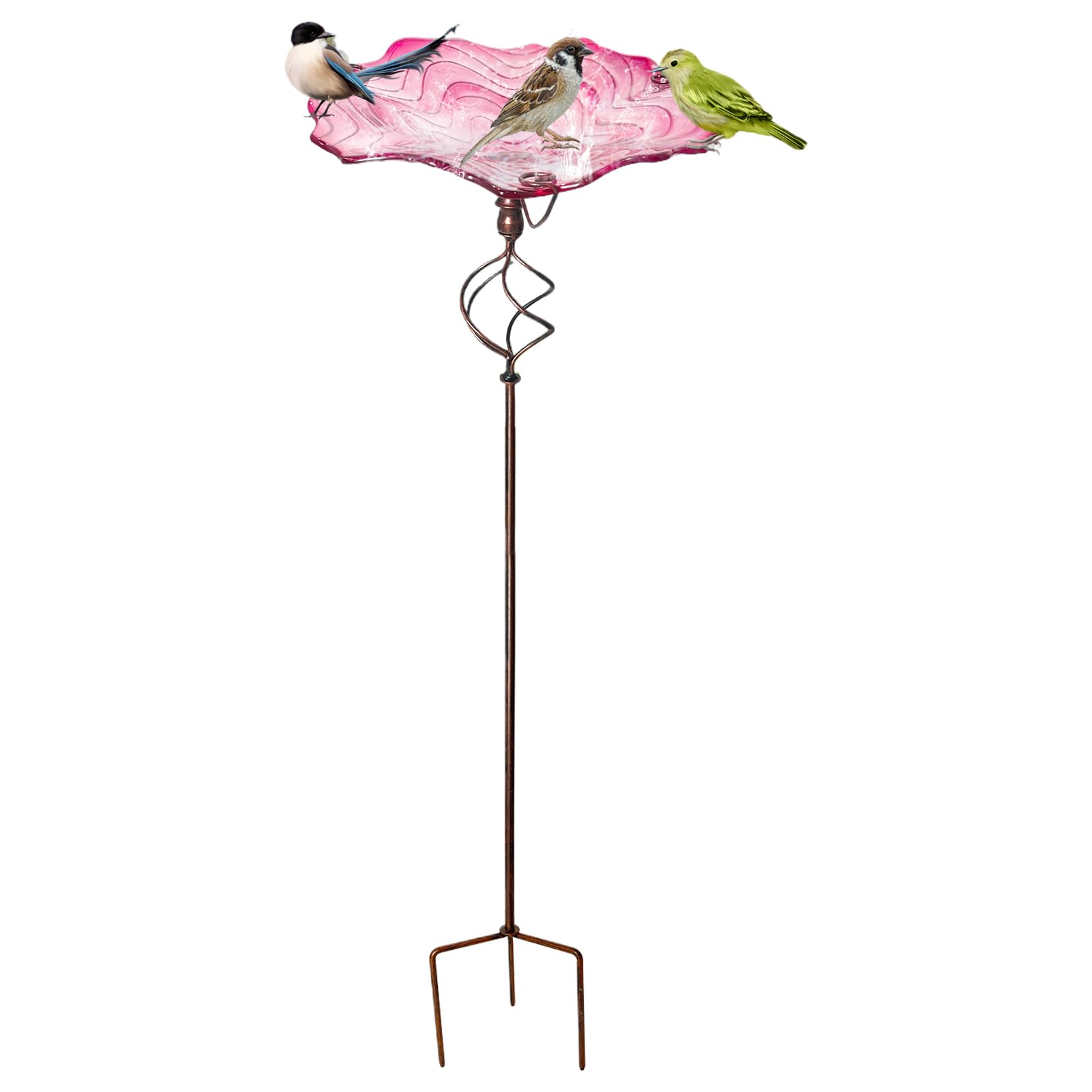 バードフィーダー 鳥類二階建てバス 照明ランプ付き添い人 今めかしい ガーデンオーナメント 花型 硝子 餌台 餌皿 水泳 庭 雑貨 野鳥 見ること 照明ランプ式 園芸装置 置き型