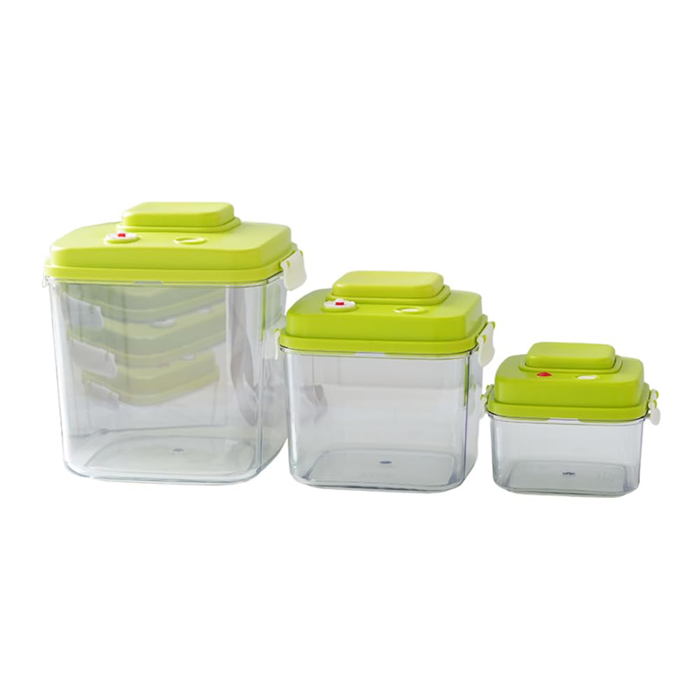 食品保存容器 3個セット 真空密閉保存容器 密閉コンテナ 乾燥食品 保存 ストックケース キッチン収納 鮮度保持 大小3サイズセット 湿気対策 保存ケース 透明 容器 スタッキング可能｜アピネス