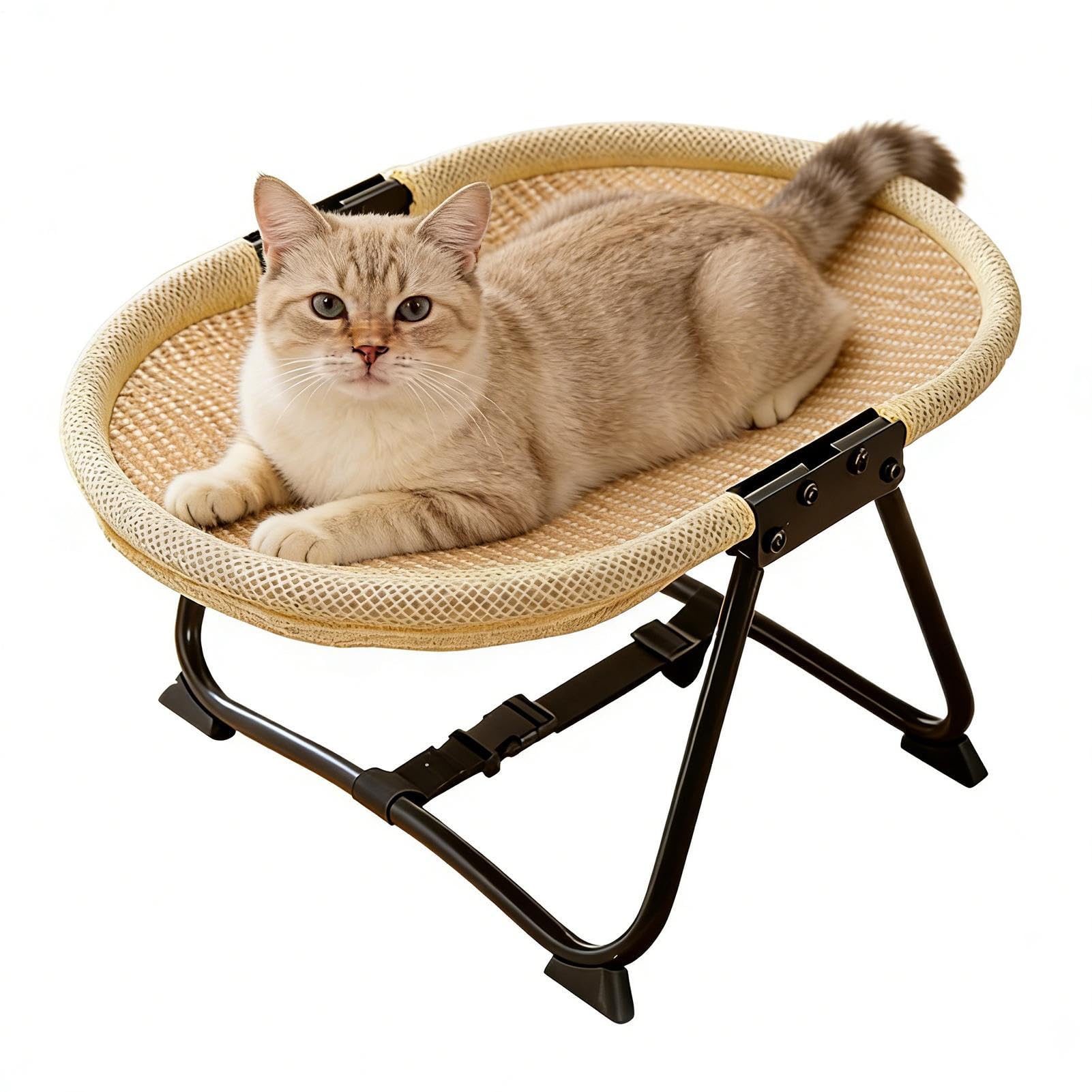 愛玩動物用ハンモック臥榻 犬 猫 折りたたみ式 コット型 室内 露天 難民キャンプ用 57×41×26糎 愛玩動物臥榻 脚付き添い人 猫用 犬用 小型犬 メッシュ 通気性 お睡眠時間 グッズ