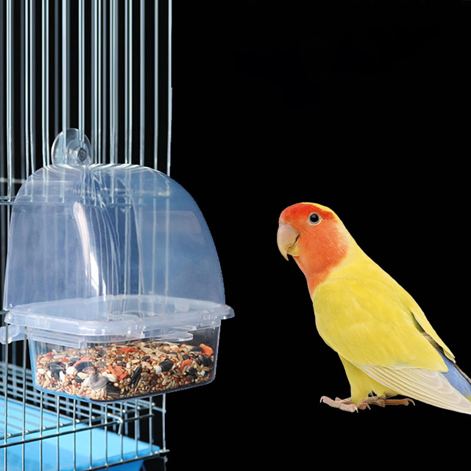 鳥用フィーダー 餌入れ 澄み切った 飛禽用食らわせる器 飛び散り押しとどめる 伏せ籠据え置き 小鳥食器 インコ 文鳥 鳥かご 餌やり入れもの 自動小銃食らわせる器 取りはらい能力のある エサ箱