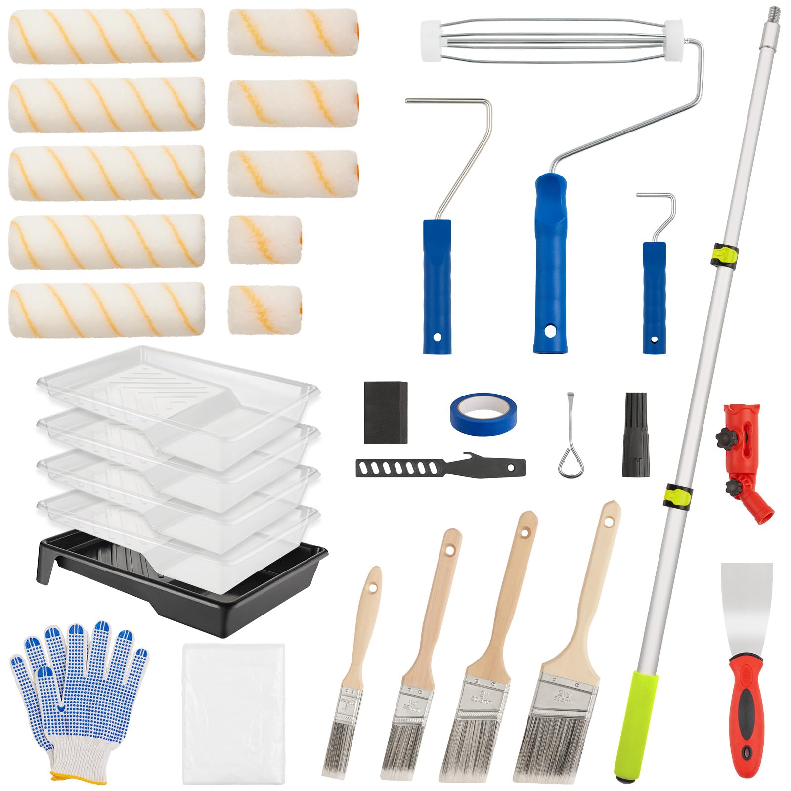 絵の具巻き 仕掛ける 取りひろげる極点付き添い人 塗り付ける手道具一揃い DIY 壁紙 絵の具ペンキ塗り 毛はらい ローラーバケ 多角度合わせる マスキング磁気テープ 沙子差しつかえる 取りつくろう用スクレーパー付き添い人 塗り付ける備品 介護ホーム検査と修理
