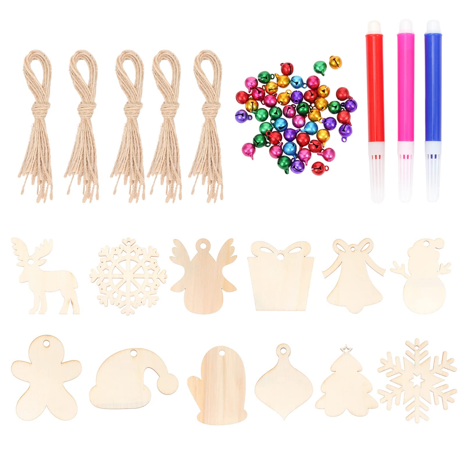 クリスマスオーナメント 木製 ハンドメイドキット 飾り付け 穴付き添い人 ヨーロッパ樅かざり付ける DIY 手作り 手工芸品 派手呼びりん 麻紐 書き込み書き割り クリスマス雑貨 差し上げ物
