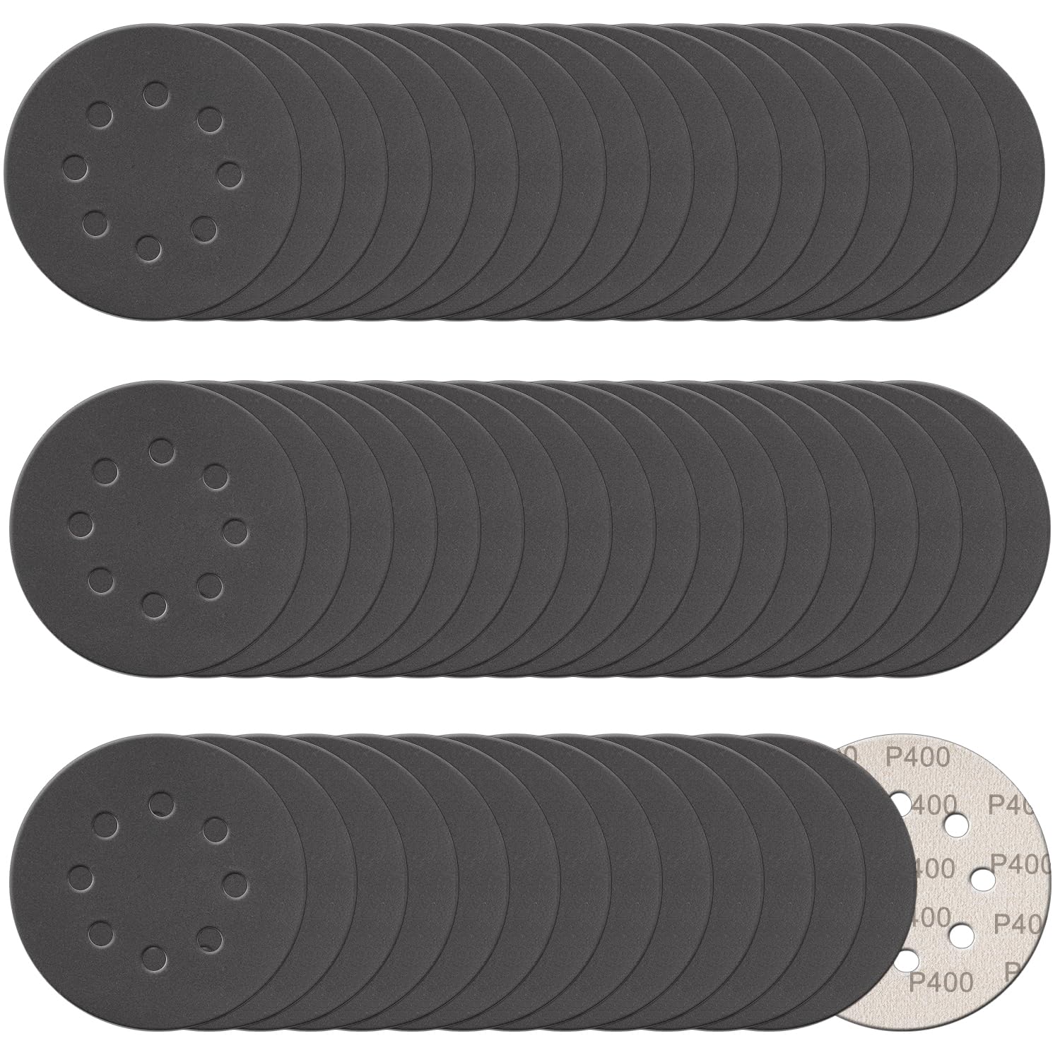 サンディングディスク 125mm 8穴 100枚セット 炭化ケイ素 ウェット＆ドライ対応 マジック式 サンダー用ペーパー 研磨材 木工 金属 自動車補修 #400｜アピネス 7,729円