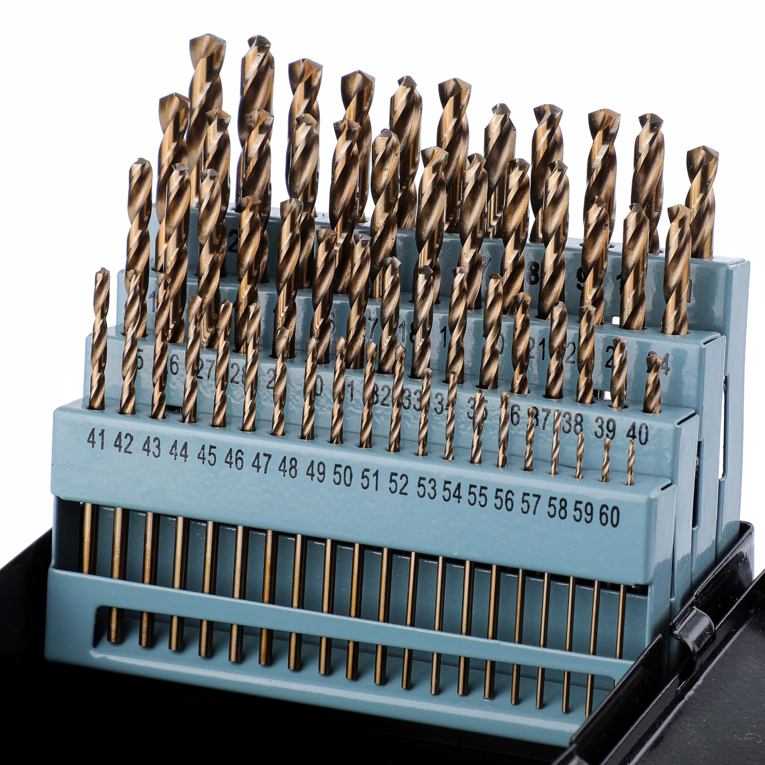 コバルトドリルビットセット 60本組 M35ハイス鋼 1#-60# ステンレス鋼鋼 金属元素産業 穴あけ手道具 ジョバー長手合い