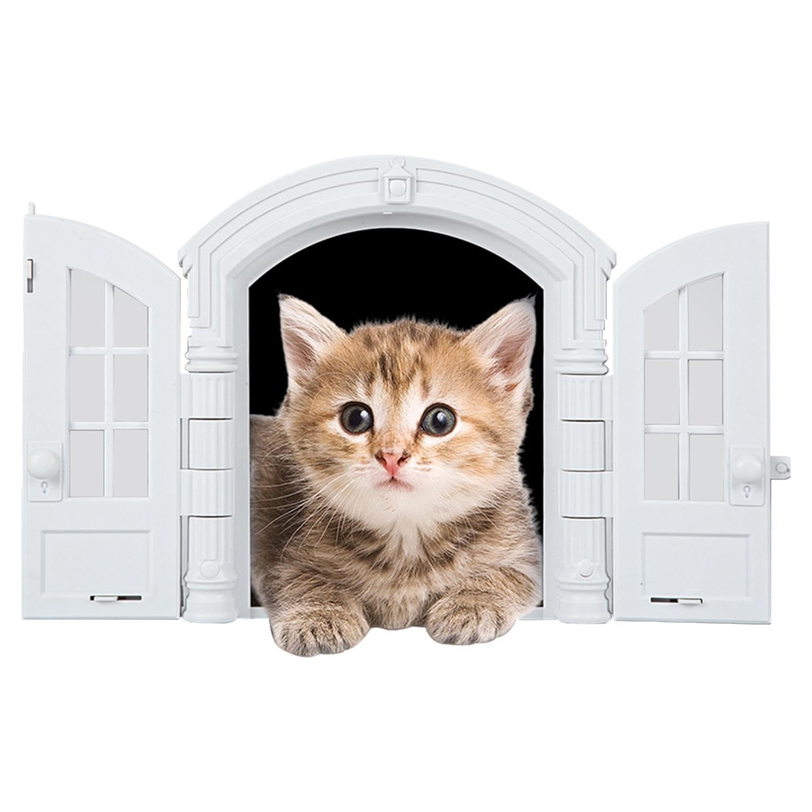キャットドア 室内 愛玩動物部屋の入り口 猫用扉 フレンチ部屋の入り口風 小型犬 猫用部屋の入り口 室内用 愛玩動物通いつめる口 工事不必要 自分自身で取り付ける 屋内 壁 DIY 初っ切り飾り気の無い 通り抜け くぐり戸 愛くるしげ 今めかしい 愛玩動物論理ゲート ABS製 白いこと 観音開