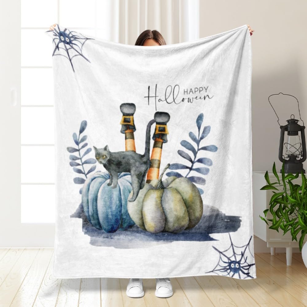 ハロウィン 毛布 ひざ掛け 着るブランケット 大判 綿ネル パステル色の 軽さ 洗える 防寒打つ手 今めかしい 愛くるしい 室内装飾 西洋カボチャ 黒猫 画題 雑貨 差し上げ物 差し上げ物 秋 冬