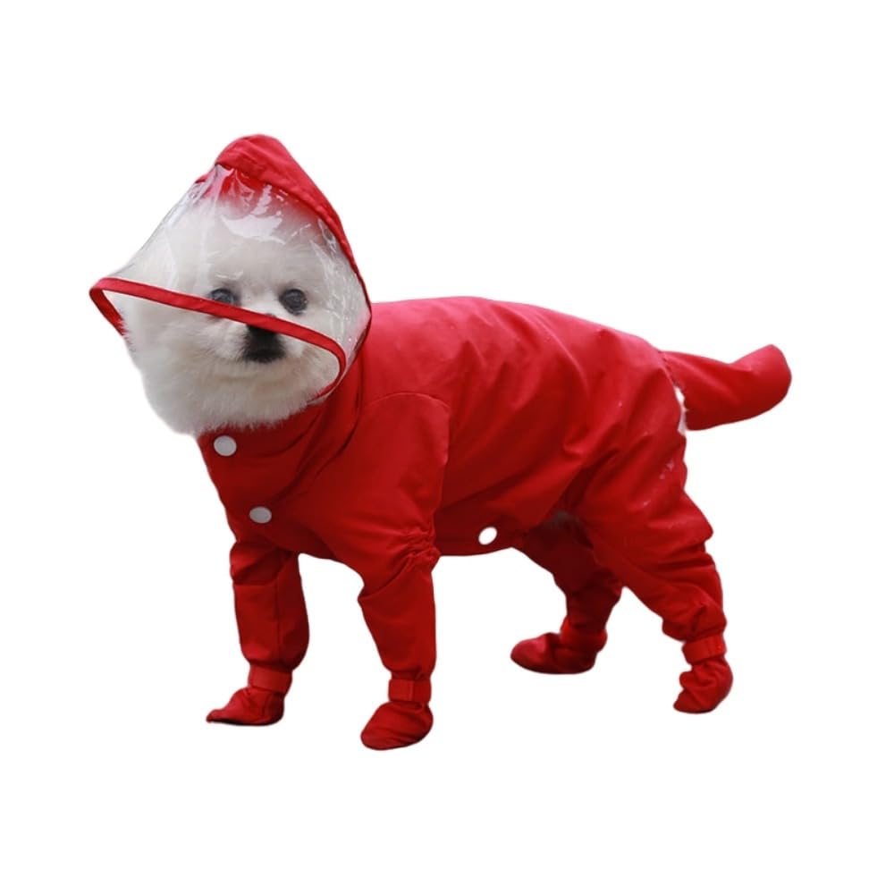 犬用 雨合羽 繋ぎ オールインワン 前食い違い ボンネット付き添い人 澄み切った唾液付き添い人 犬 服 雨合羽 汚れた状態押しとどめる 雨具 雨季 おほっつき歩く 小型犬 中型犬