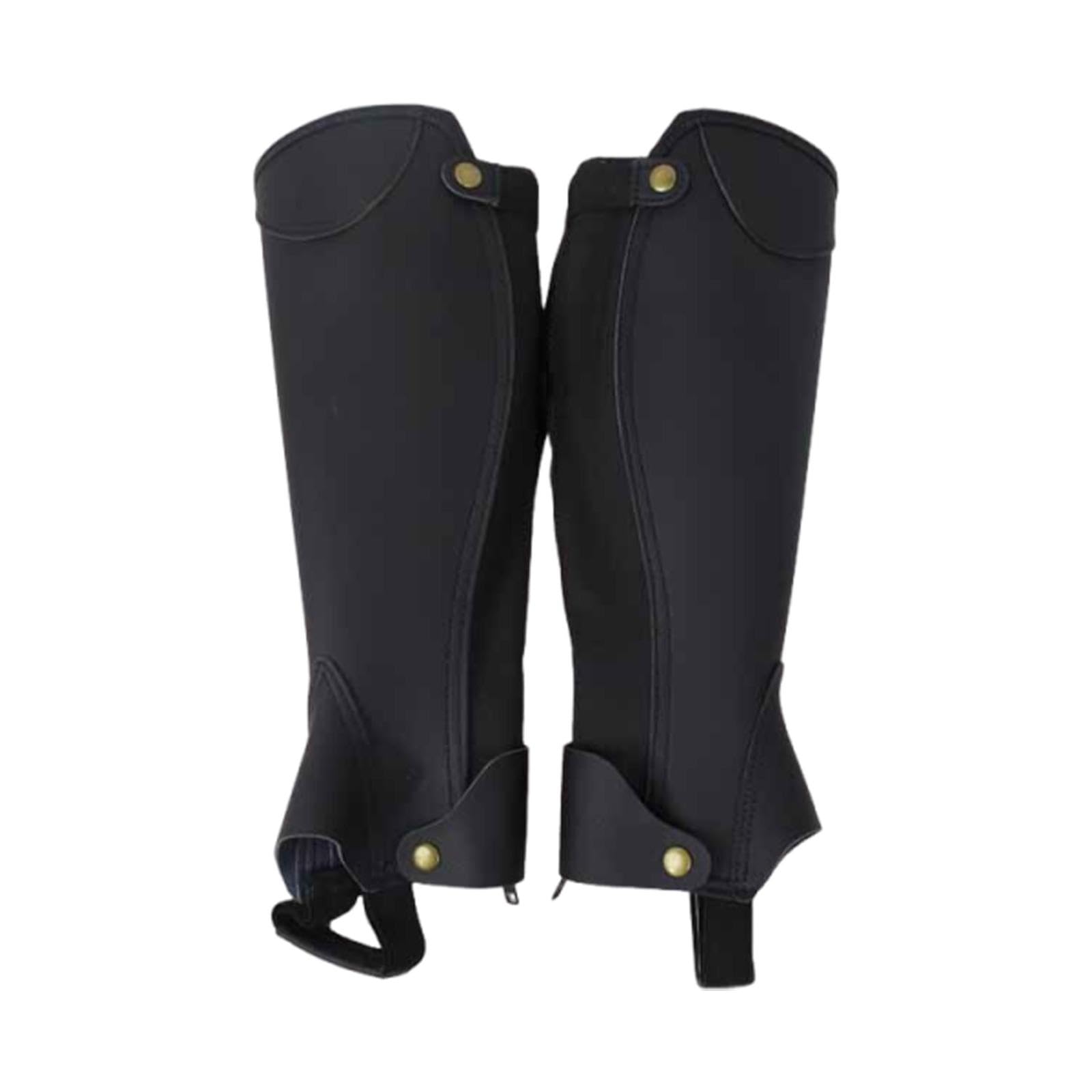 乗り馬用 チャップス ゲートル 脚絆 ハーフチャップス 足用保護すること具 レッグガード ぼうぜん自失吸いあげる 耐摩耗性 通気性 ファスナー式 作り付ける飾り気の無い 乗り馬備品 読み合わせる用 男女兼用 黒いこと