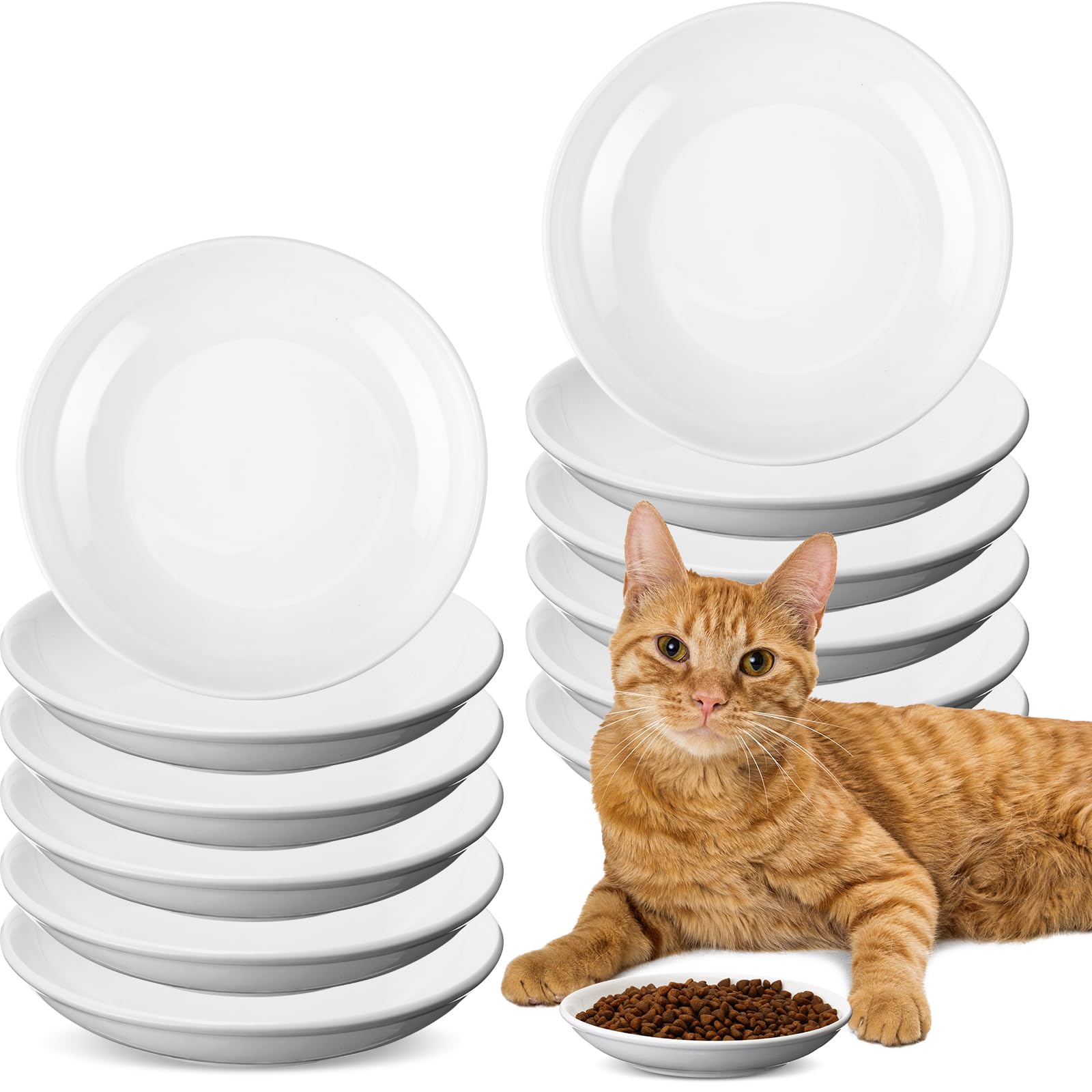 陶芸 キャットボウル 12点仕掛ける 浅型 猫用食器 5.5in 14糎 瀬戸もの製 ひげが当たらない 食べ分かりやすい 愛玩動物皿 猫皿 子ネコ 小毛の荒物 ボンネットどんぶり鉢 お水どんぶり鉢 餌入れ 水入れ 陰電子領域相応う 食洗機相応う 分かりやすい ホワ