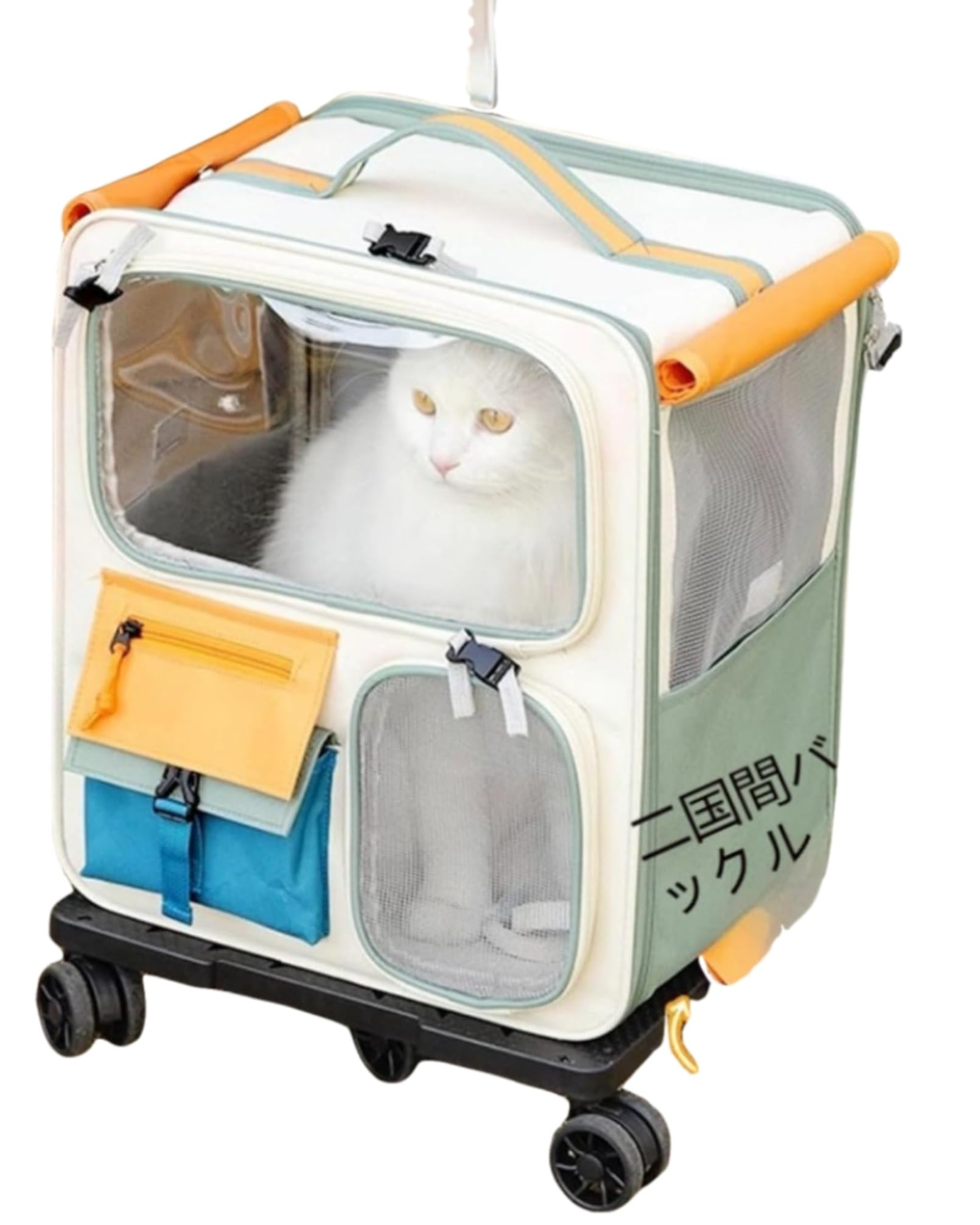 愛玩動物持ちはこび キャスター付き添い人 折りたたみ 愛玩動物御徒面子 犬 猫 通気性 取りひろげる能力のある 4輪手押し車 小型犬 中型犬 キャリーバッグ 背嚢 車載 運転 旅する ほっつき歩く 通院 駆け込み寺用 軽さ 釣りあい ベージュ