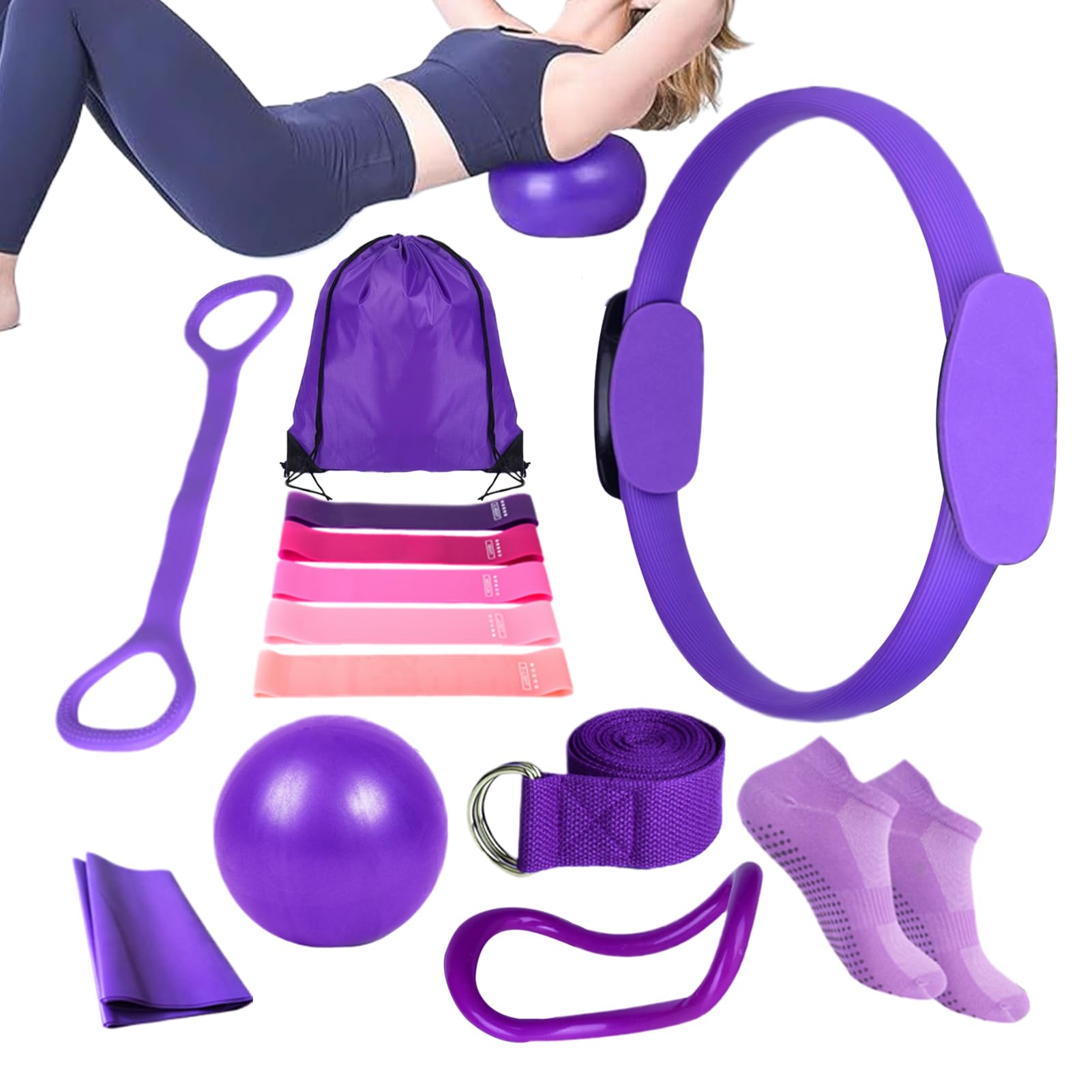 ピラティスリングとボールセット - 女性用ピラティス リング と ボール の器具 | 柔軟性 強度 体幹 背中 お腹のストレッチに最適な全身ワークアウト器具|アピネス