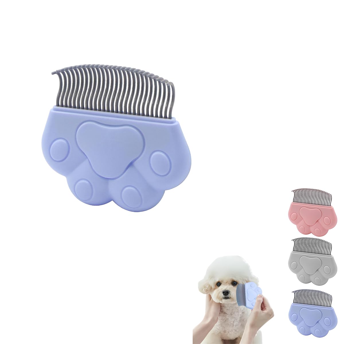 ペットコーム 猫 犬 抜け毛取り ブラシ マッサージ コーム ペット用 グルーミング お手入れ 換毛期 ケア用品 肉球デザイン ブルー|アピネス