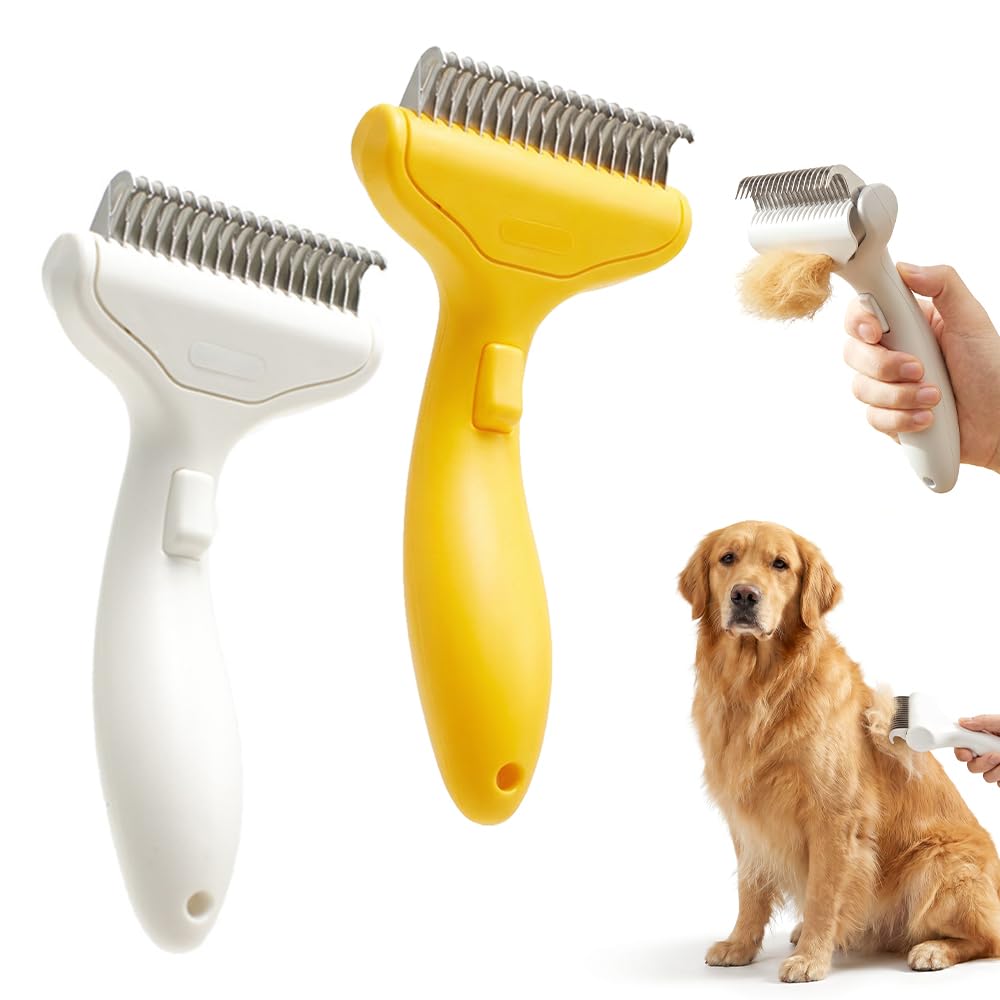 愛玩動物用毛はらい 犬 猫 短毛 長毛 アンダー厚地の外套 抜け毛取り コーム 毛玉取り ステンレス鋼製 お取りつくろう飾り気の無い 愛玩動物備品 2個仕掛ける