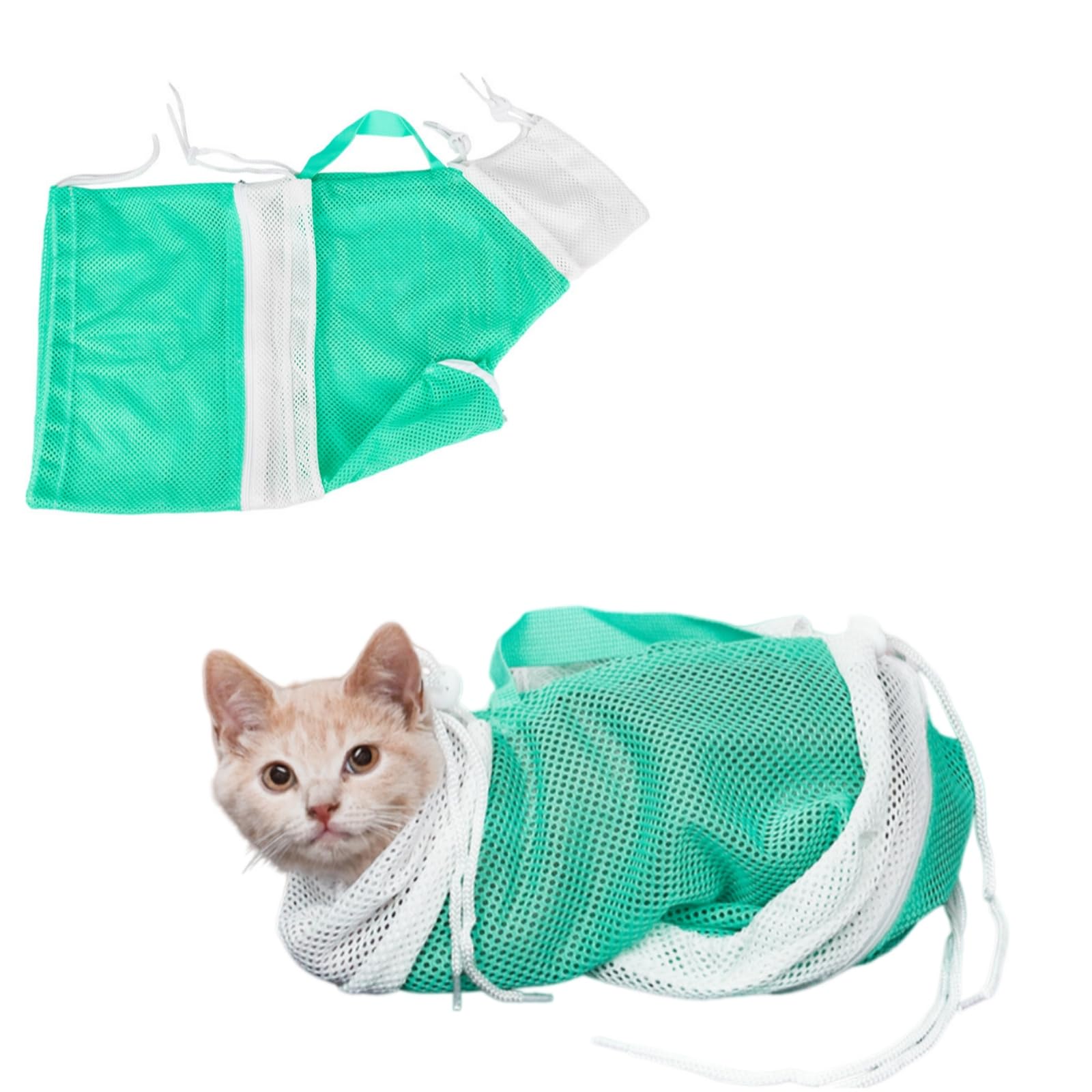 猫用 お風呂バッグ メッシュ 猫用 洗濯ネット 爪切り 耳掃除 シャンプー 拘束バッグ 脱走防止 調整可能 キャットグルーミングバッグ 多機能 ペット用品｜アピネス