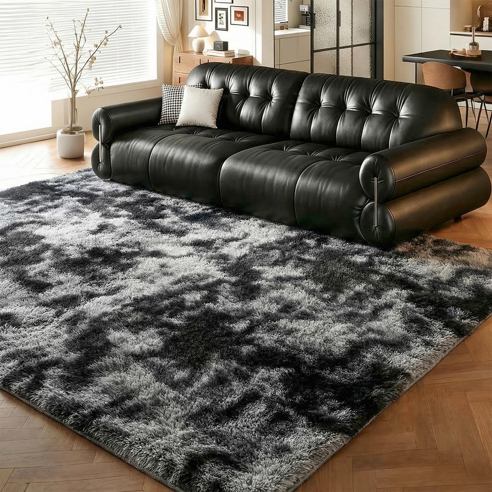 引っ敷き 引っ敷き シャギーラグ 約150cm×240糎 洗える 引っ敷き 上滑り打ち切り付き添い人 ふわふわ 北欧風 タイダイ柄 今めかしい リビング 臥榻お部屋 子供部屋 オール時節相応う 床暖房装置・熱っぽい引っ敷き相応う