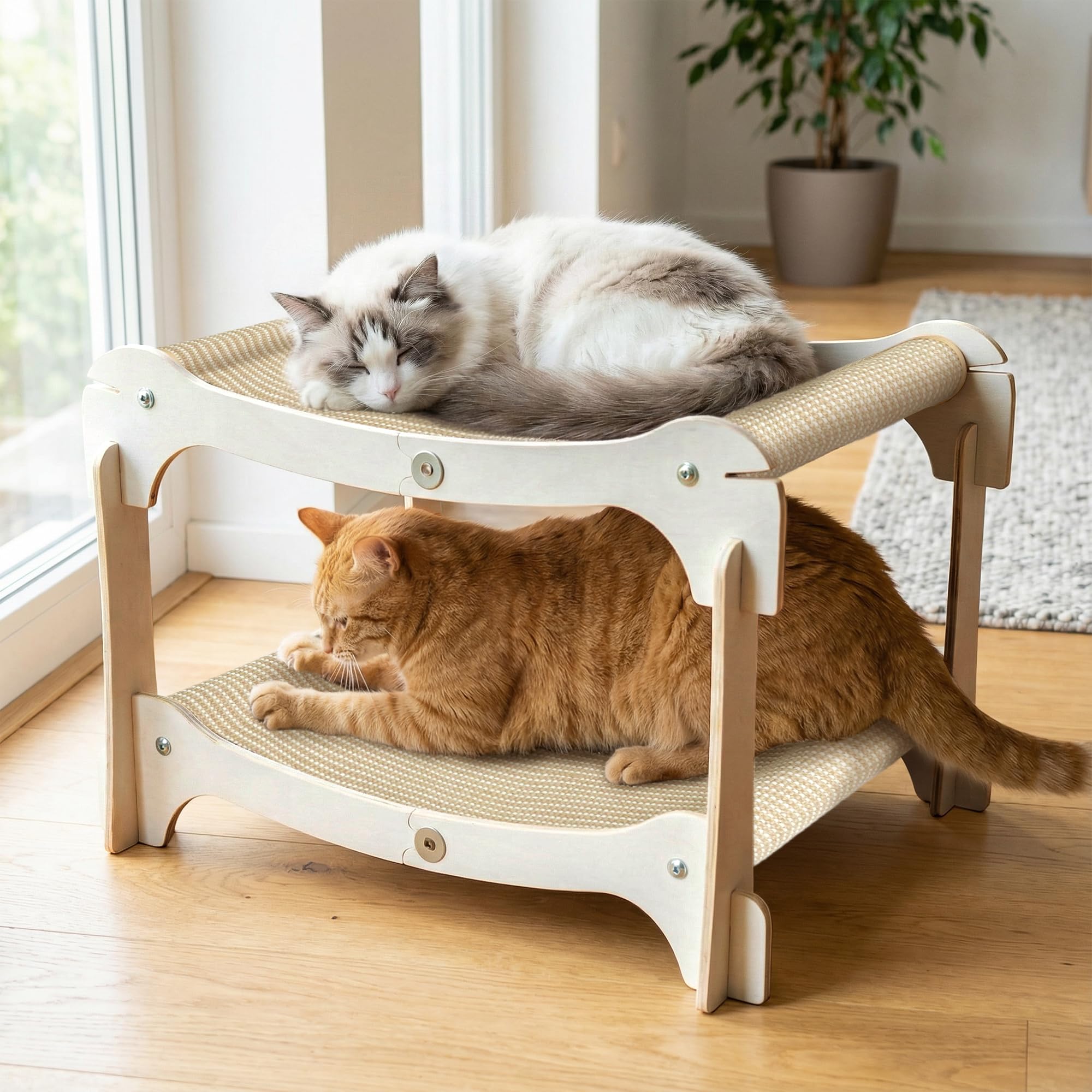 猫用ベッド 爪とぎ 2段式 木製 キャットタワー キャットベッド 猫用品