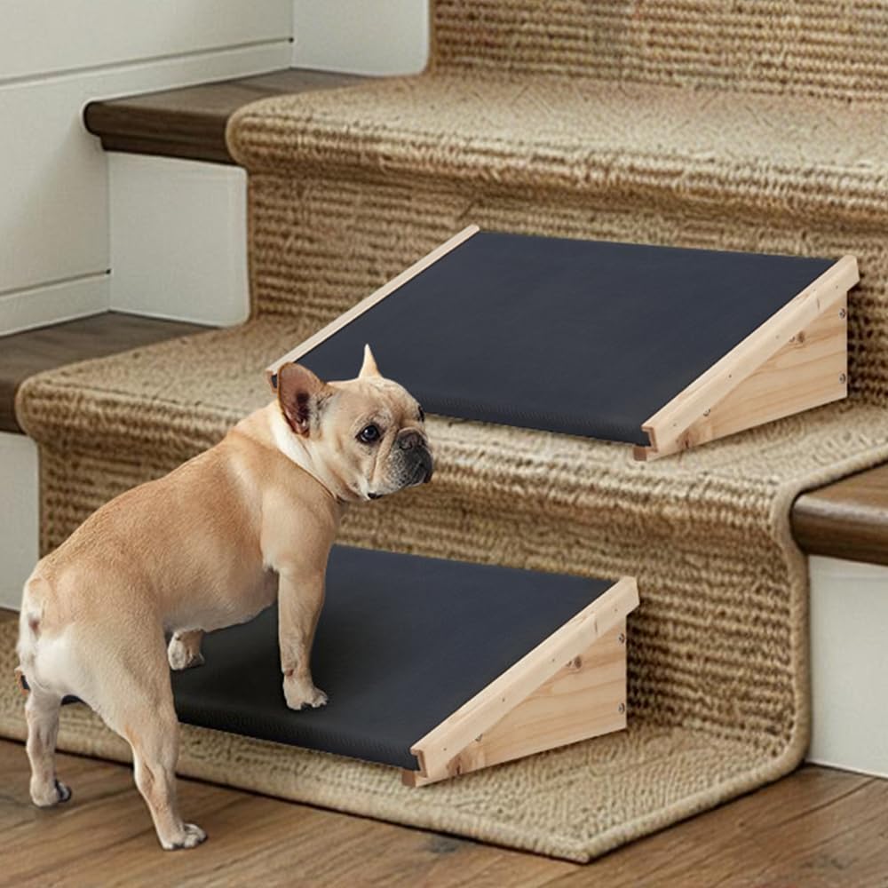 犬用スロープ 階段用 滑り止め ゴム面 ペットランプ 小型犬 中型犬 老犬 介護 怪我 ケガ防止 緩やか 傾斜 ステップ 段差解消 補助 2個セット ポーチ 屋内 屋外 ポータブル｜アピネス