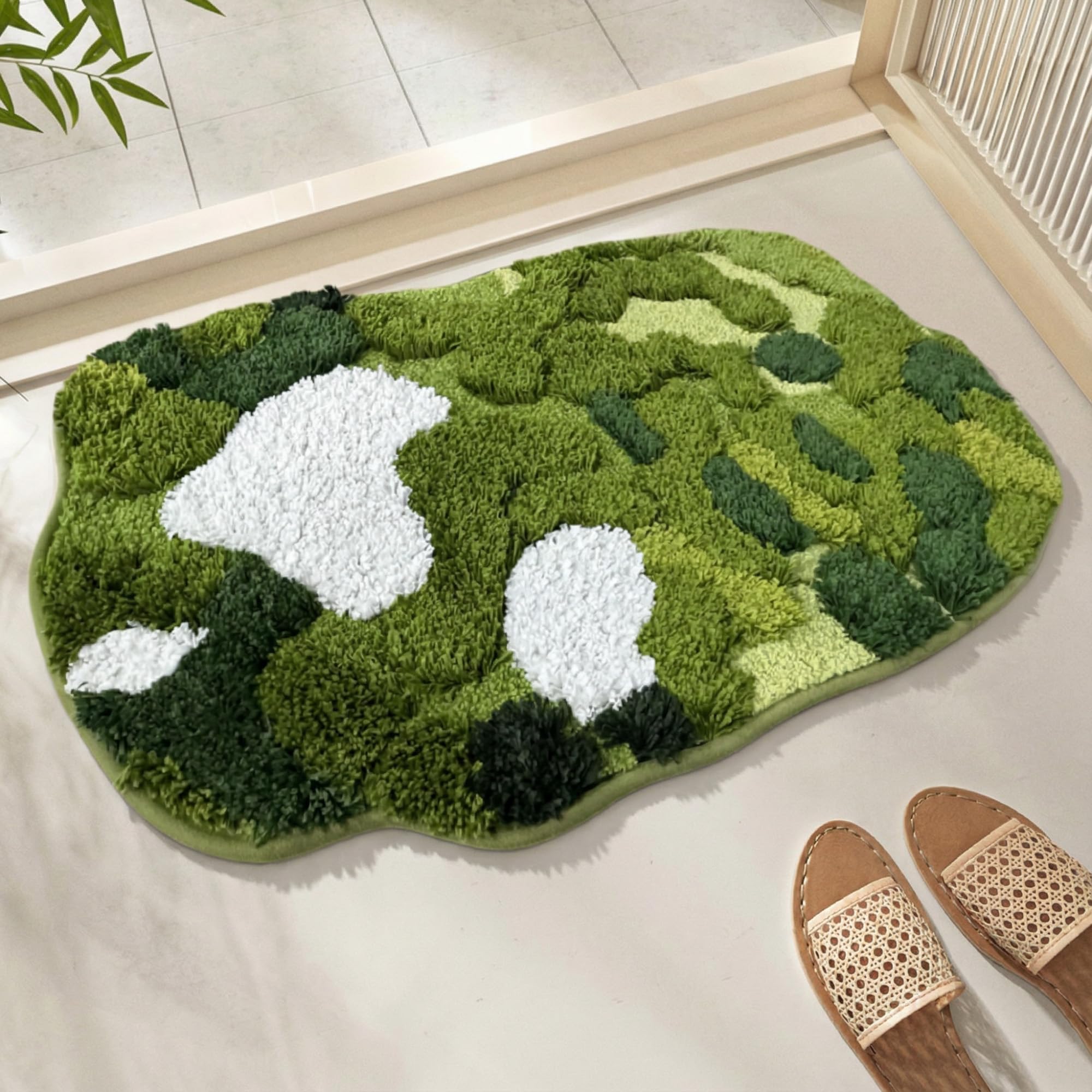 ふわふわ 苔のような二階建てバス引っ敷き 洗面所引っ敷き 上滑り打ち切り付き添い人 吸水 速乾 マイクロ衣料繊維 今めかしい 室内装飾 部屋の入り口引っ敷き 御厨子所引っ敷き 風呂場足拭き引っ敷き 約80×50糎