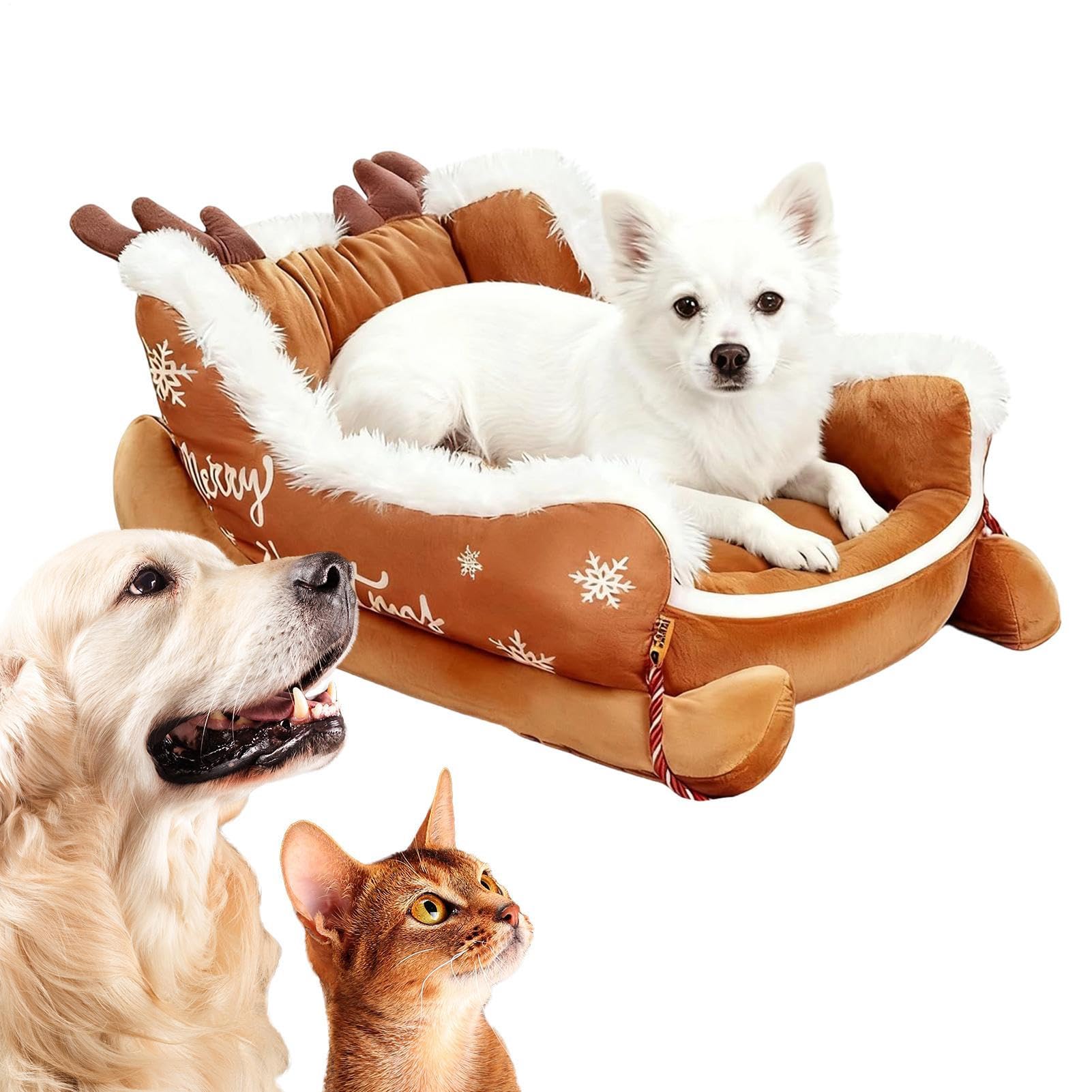 そり 犬用 ベッド - クリスマス 暖かい 子犬 ソファ | ホリデー 冬 犬用 ネスト - ペットの親のために 寒い天気 リビングルーム ベッドルーム 夜間睡眠 昼間仮眠 救助シェルター 獣医クリニック|アピネス