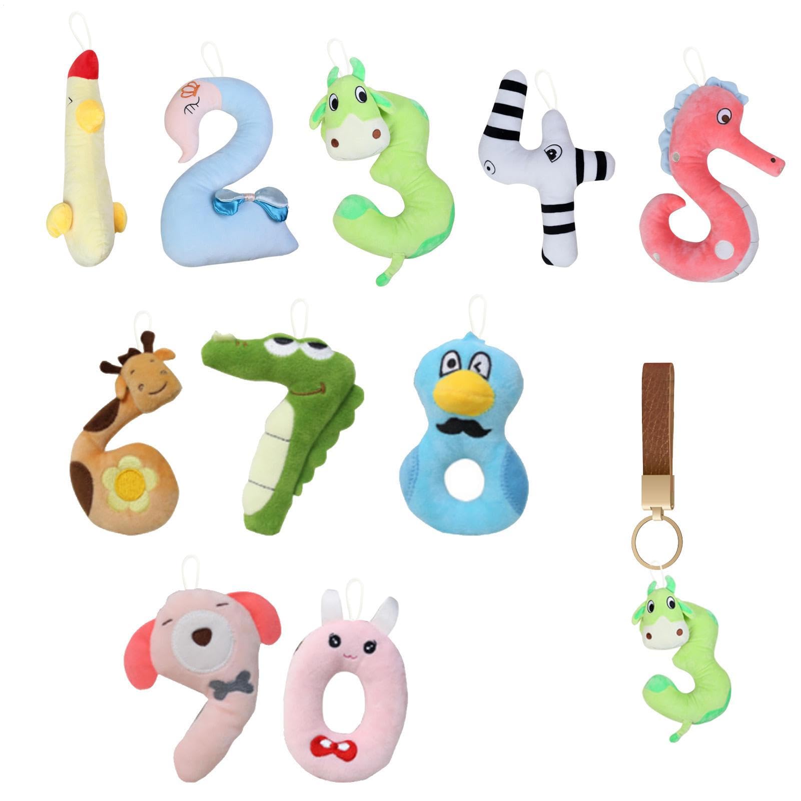 とてもやわらかくてもふもふのぬいぐるみおもちゃ | 10個セット キーホルダーストラップ - 数字0-9の抱き枕,彼女 妻 友人 姉妹 娘へ リビング 寝室 棚 机 勉強部屋 インテリア ギフト｜アピネス