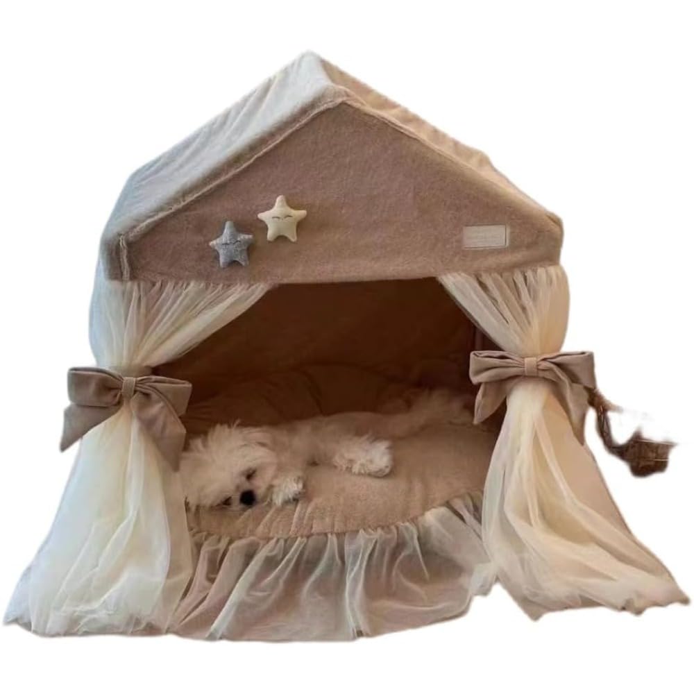 ペットハウス テント 猫ベッド 犬ベッド プリンセスレース 可愛いスタイル 洗える カバー取り外し可能 室内用 小型犬猫用 (約504055) ()｜アピネス