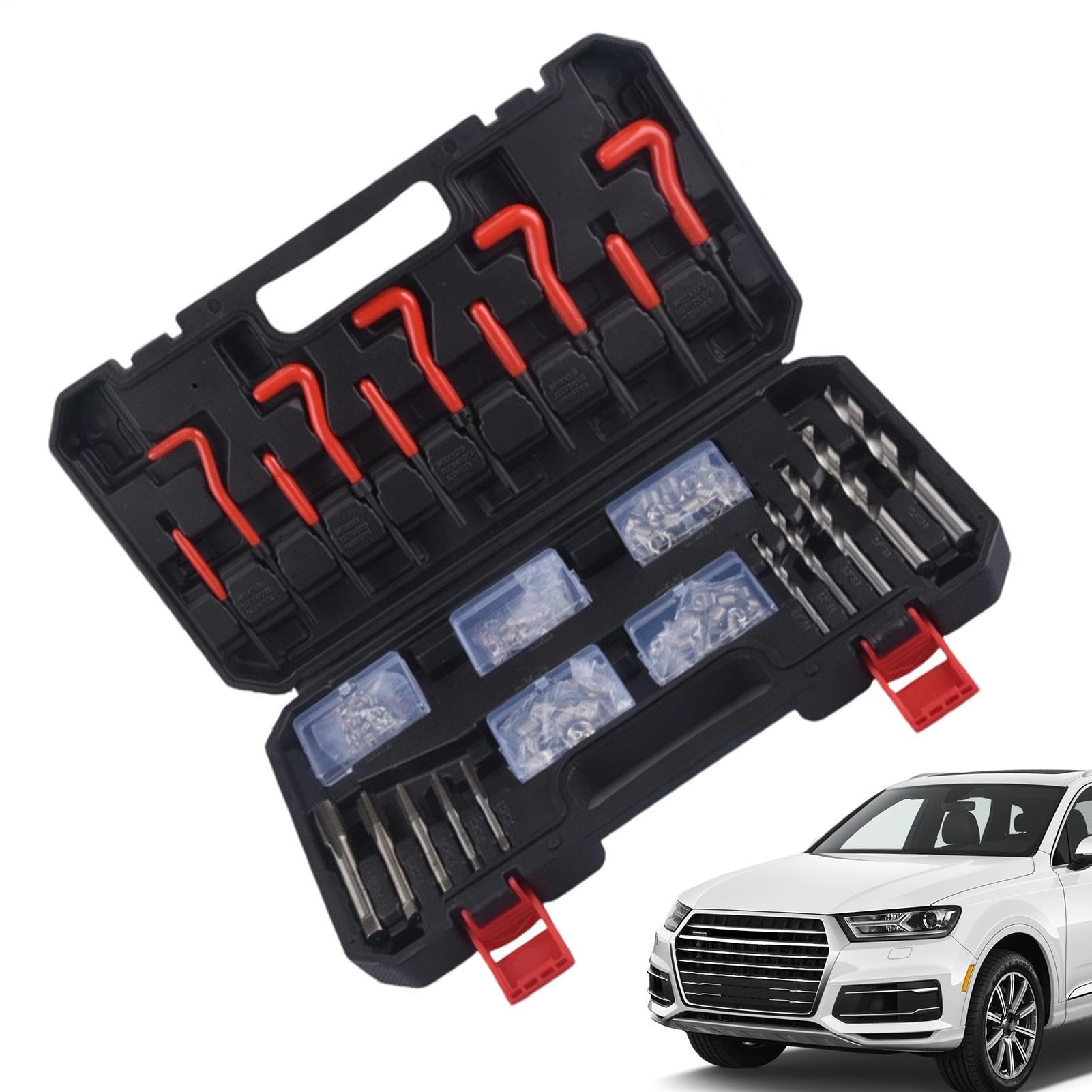 自動車用ねじ山修正工具セット,131点 再ねじ切りメタルケース入り,エンジンブロック用 スレッドリペアキット | メカニック 技術者 愛好家 作業用 自宅 ガレージ ロードサイド プロジェクト向け|アピネス
