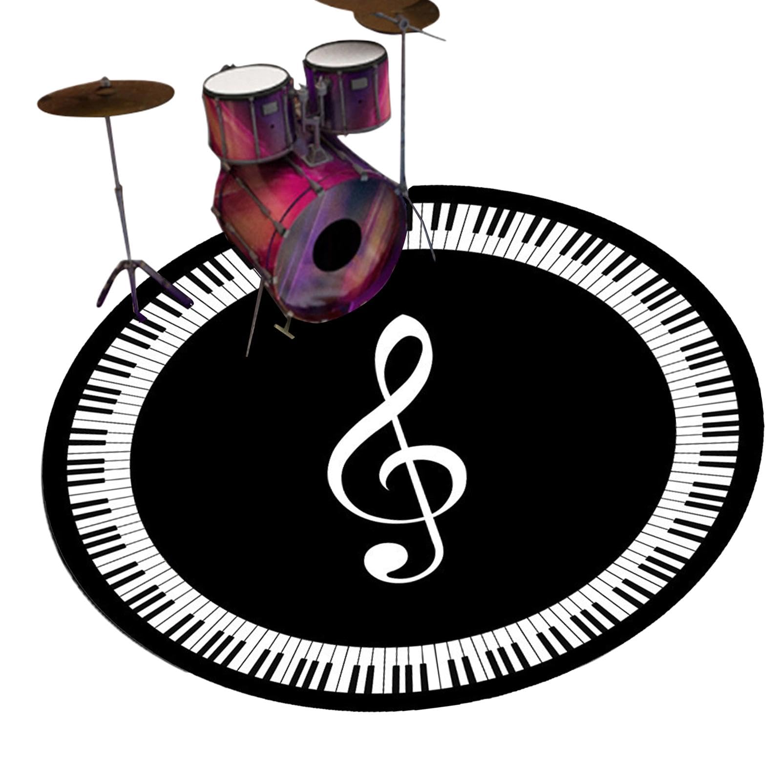 ラ ウ ン ド ド ラ ム マ ッ ト 、 ド ラ ム フ ロ ア マ ッ ト, 防 音 ラ ウ ン ド パ ー カ ッ シ ョ ン カ ー ペ ッ ト, 滑 り 止 め 楽 器 フ ロ ア マ ッ ト 、140/55.12イ ン チ の 吸 音 ラ グ 、 音 楽 愛 好 家 や 初 心 者 向 け|アピネス