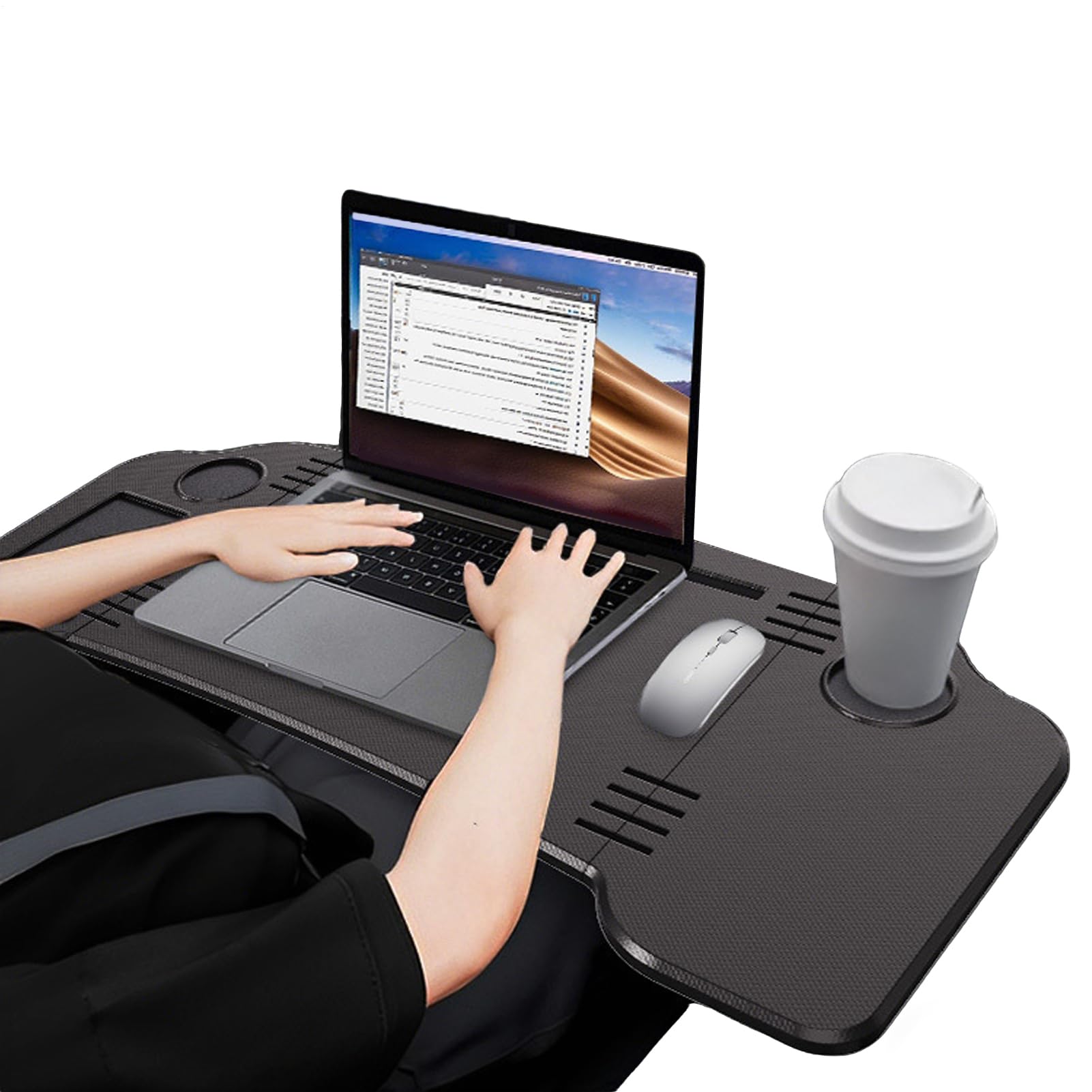 車内食事用トレー - 折り畳み可能な自動車作業デスク - ステアリングホイール用テーブルトレイ | ドライブ旅行やキャンピング、長距離移動に使用でき、車、セダン、バンなどの車両に対応｜アピネス