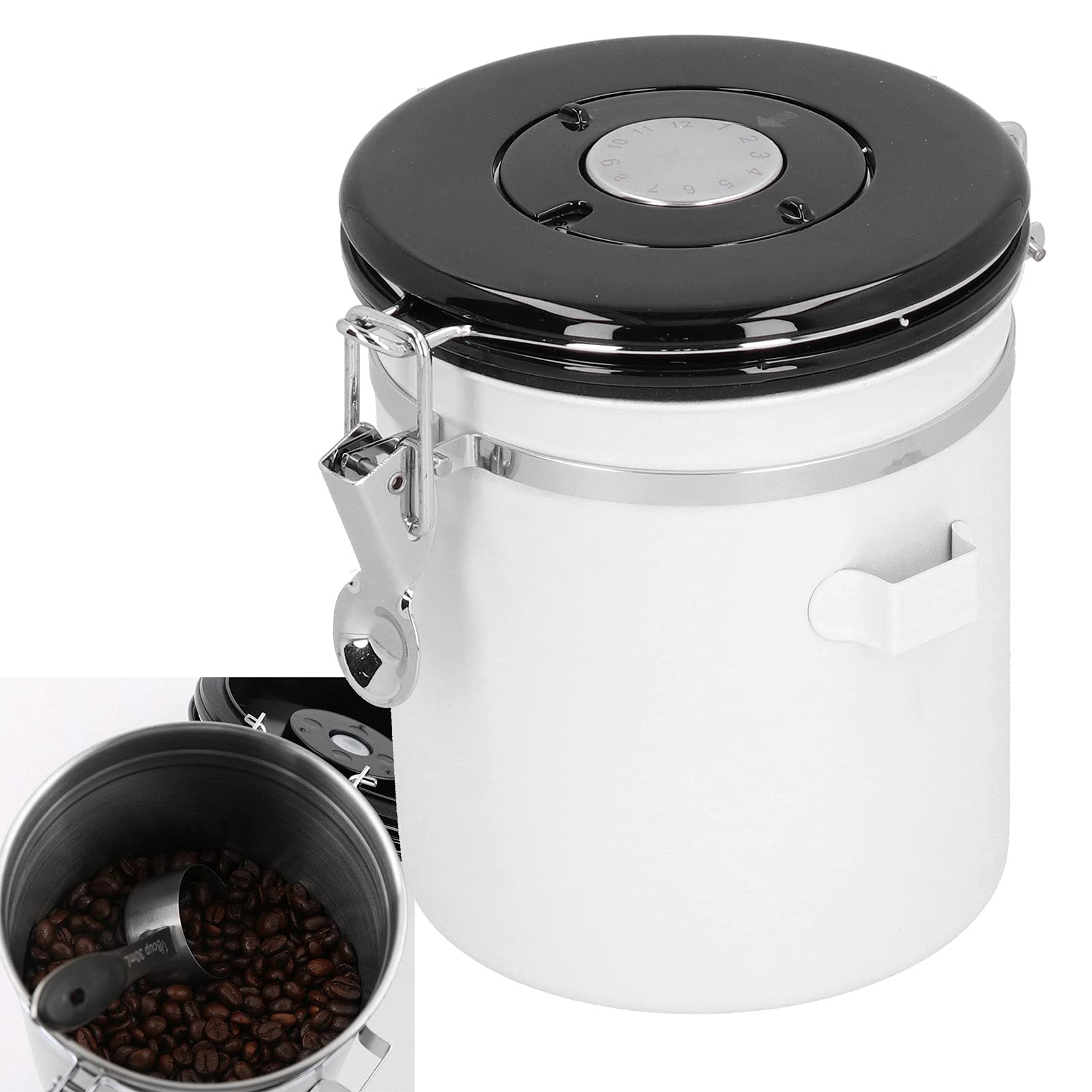 コーヒー豆ジャー、コーヒー豆キャニスター コーヒー保存容器 豆容器キャニスター スプーン付き コーヒー用 コーヒー用 砂糖用 お茶用(1.8 )|アピネス